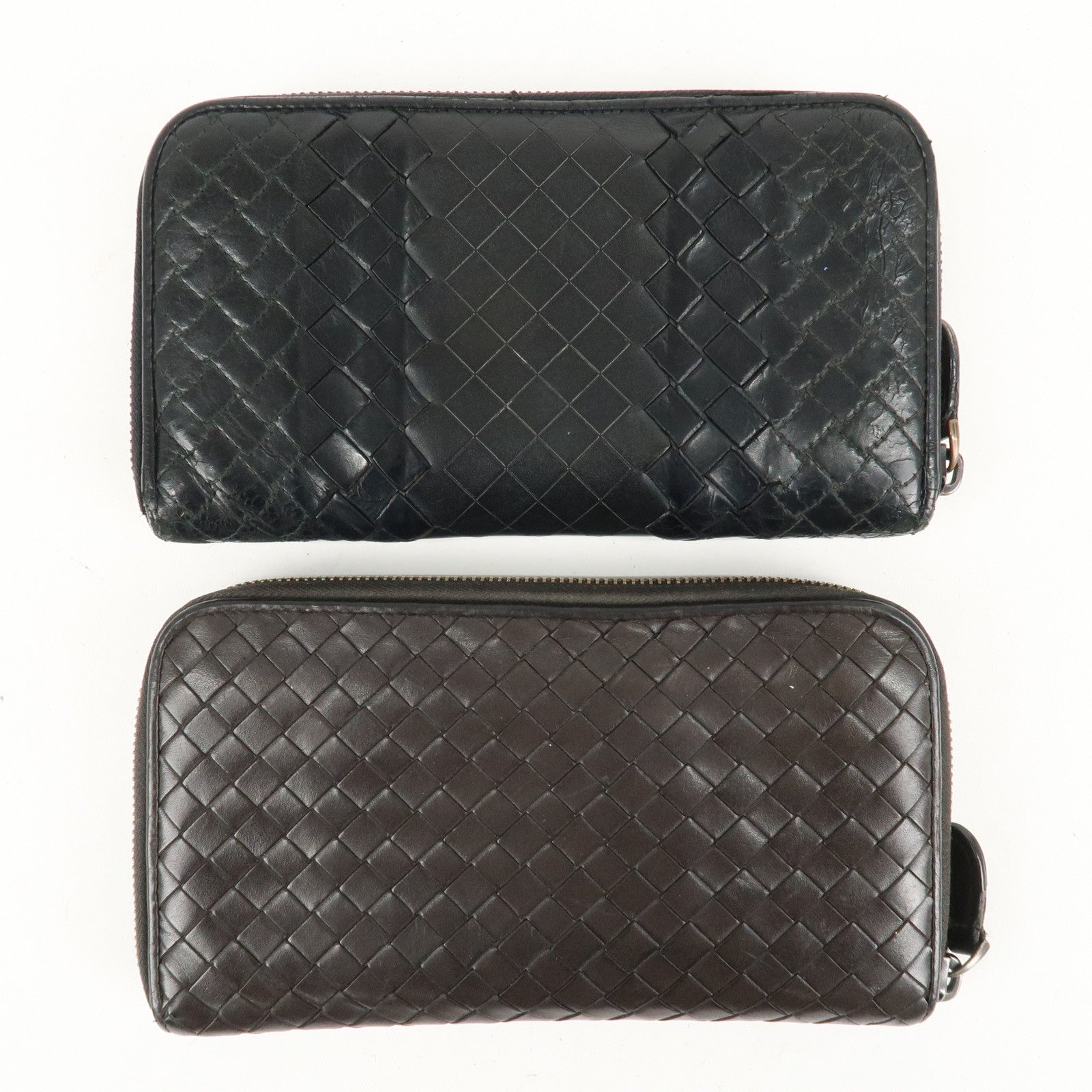 BOTTEGA VENETA Set of 2 Intrecciato Leather Zip Around Wallet