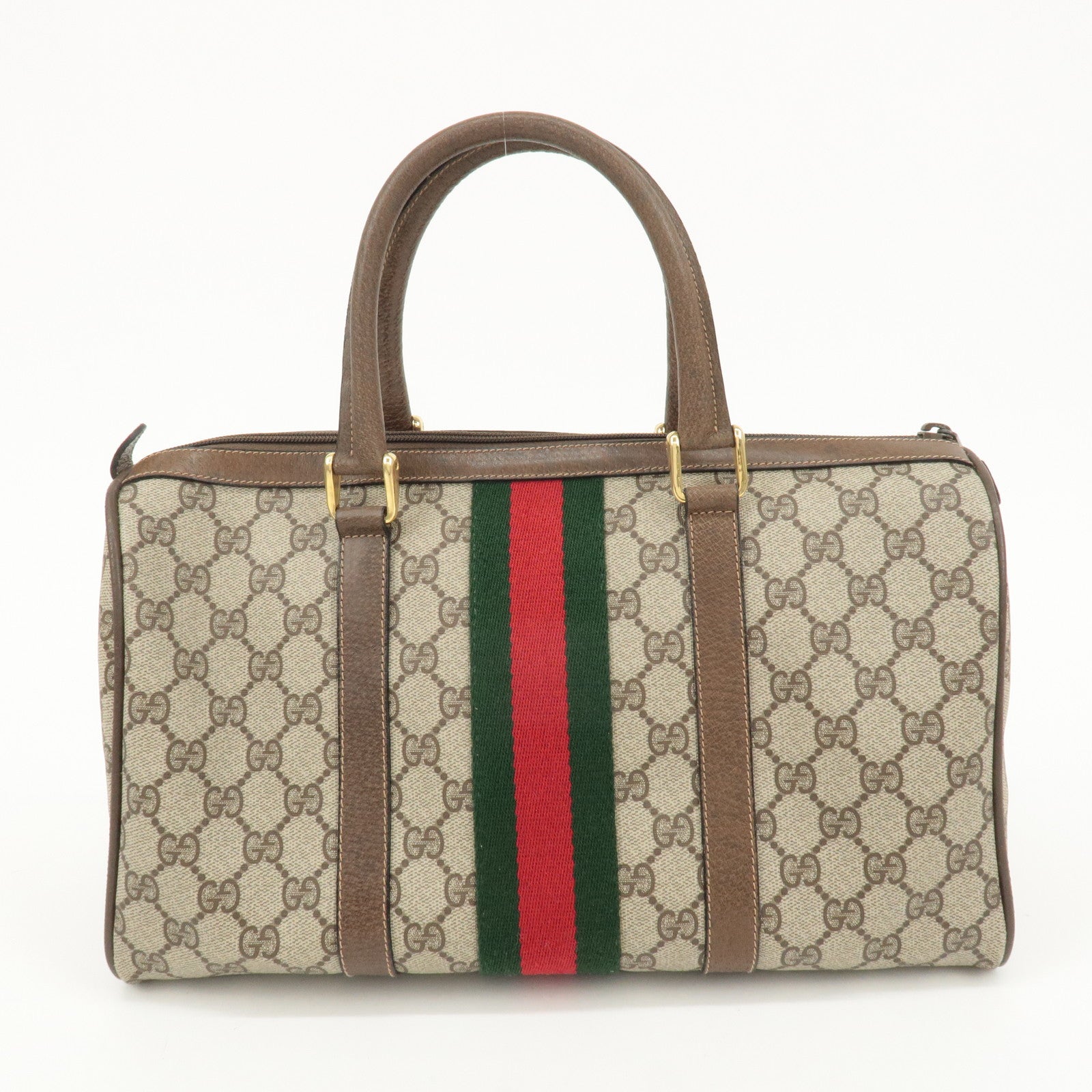 GUCCI Old Gucci Sherry GG Plus Leather Boston Bag 58.02.007