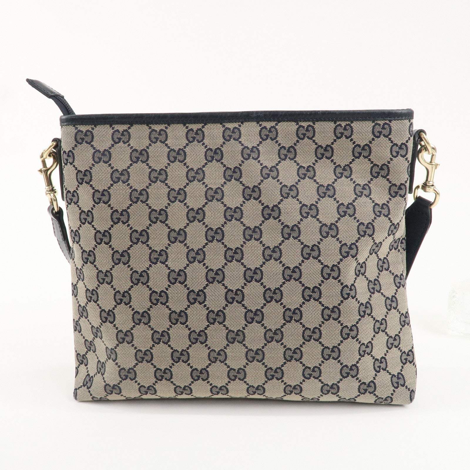 GUCCI Sherry GG Canvas Leather Shoulder Bag Navy Beige 388926