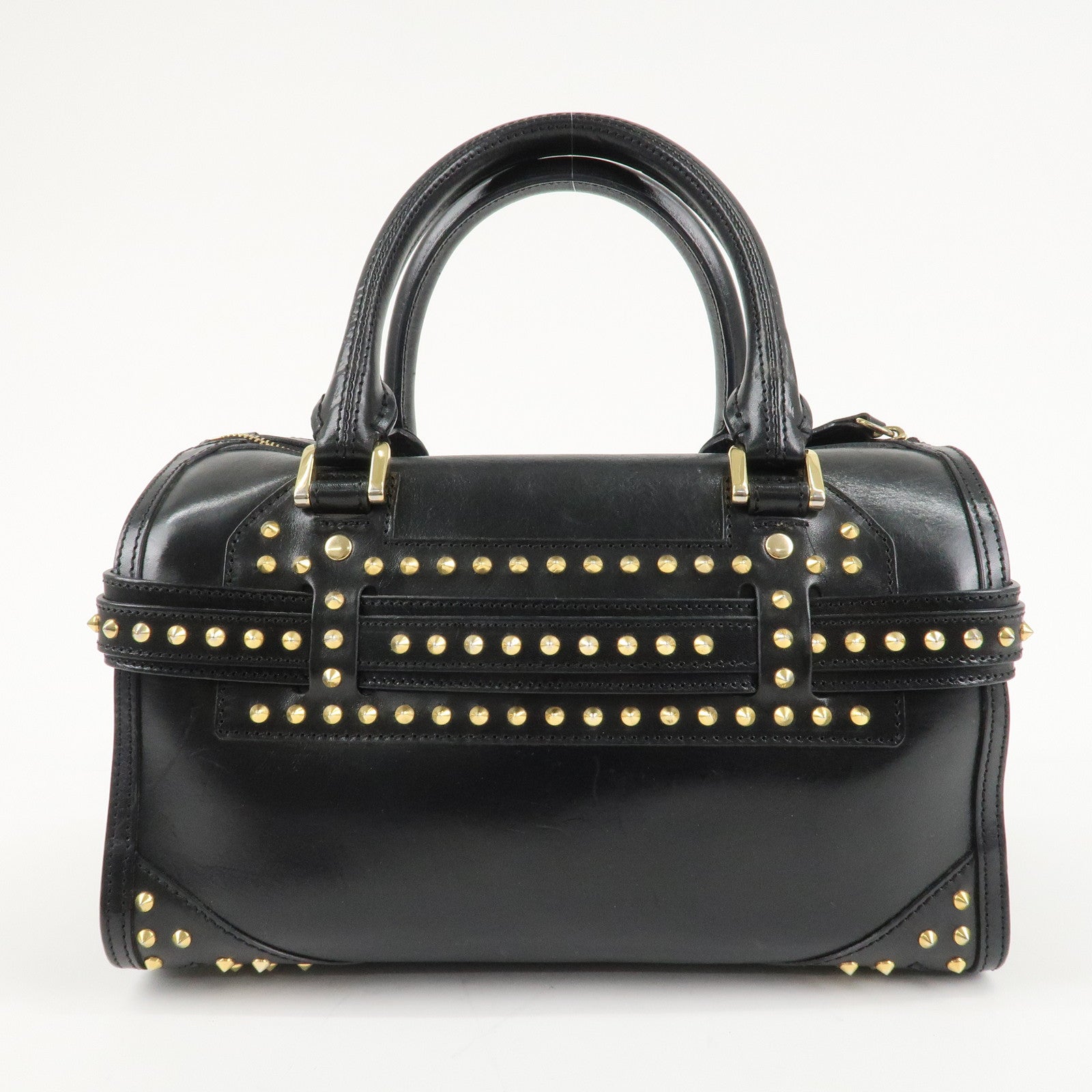 BURBERRY Leather 2Way Shoulder Bag Crossbody Bag Studs Black Used