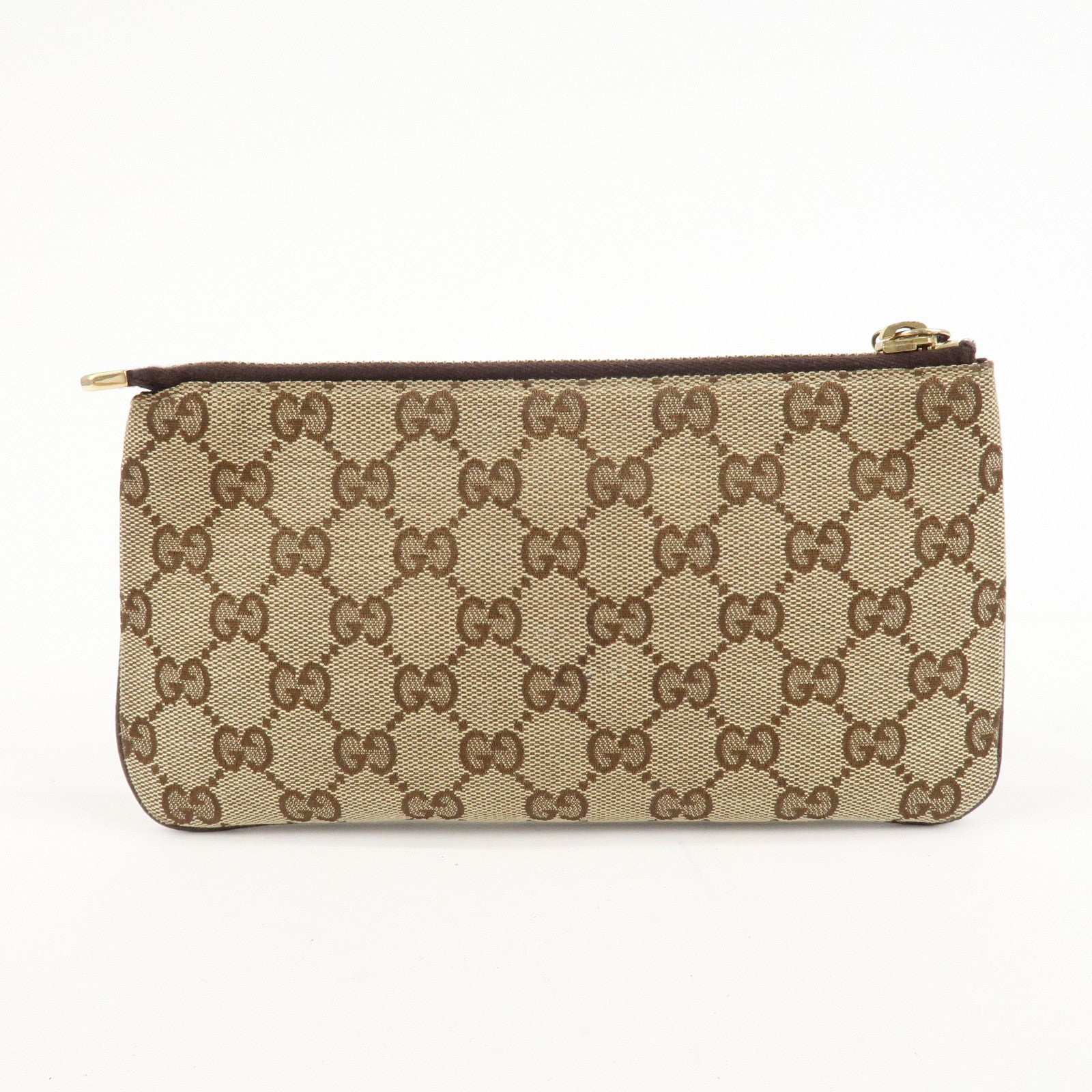 GUCCI Sherry GG Canvas Leather Pouch with Charm 186657