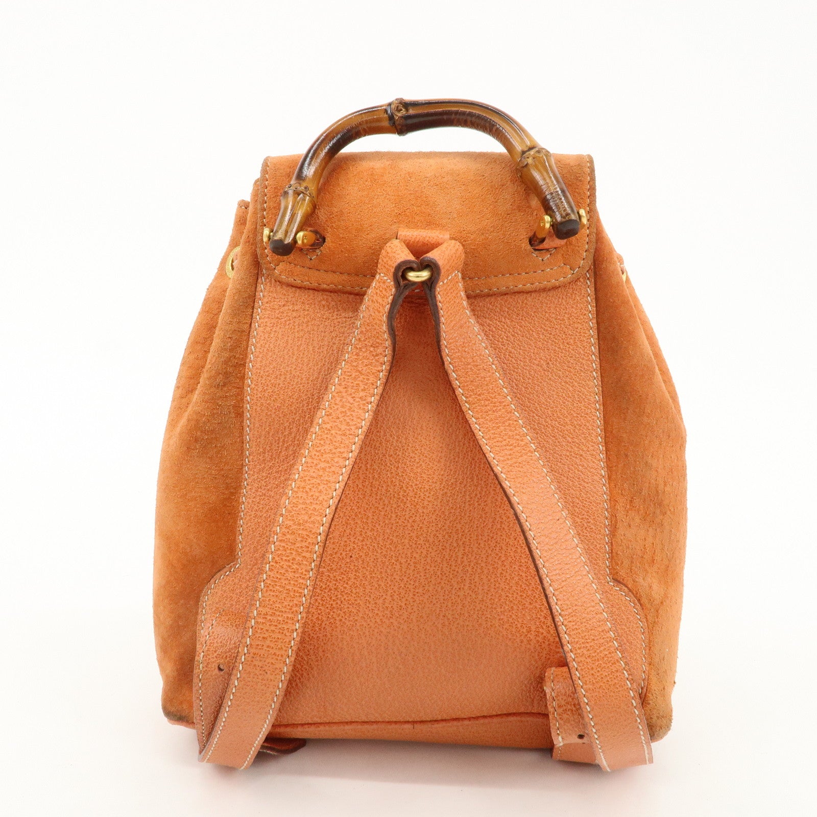 GUCCI Bamboo Suede Leather Back Pack Orange 003.1705.0030