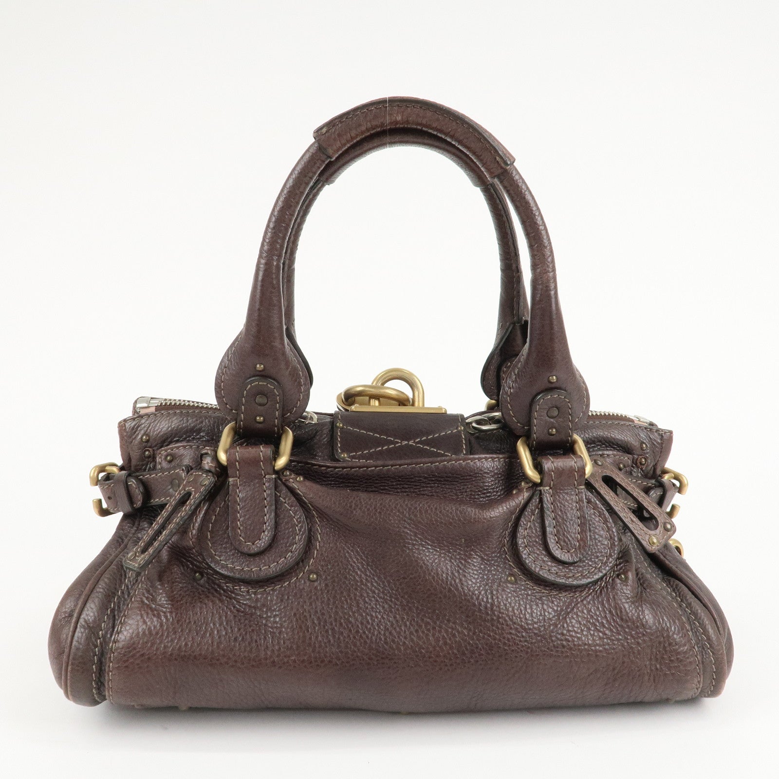 Chloe Paddington Leather Shoulder Bag Hand Bag Brown Gold HDW