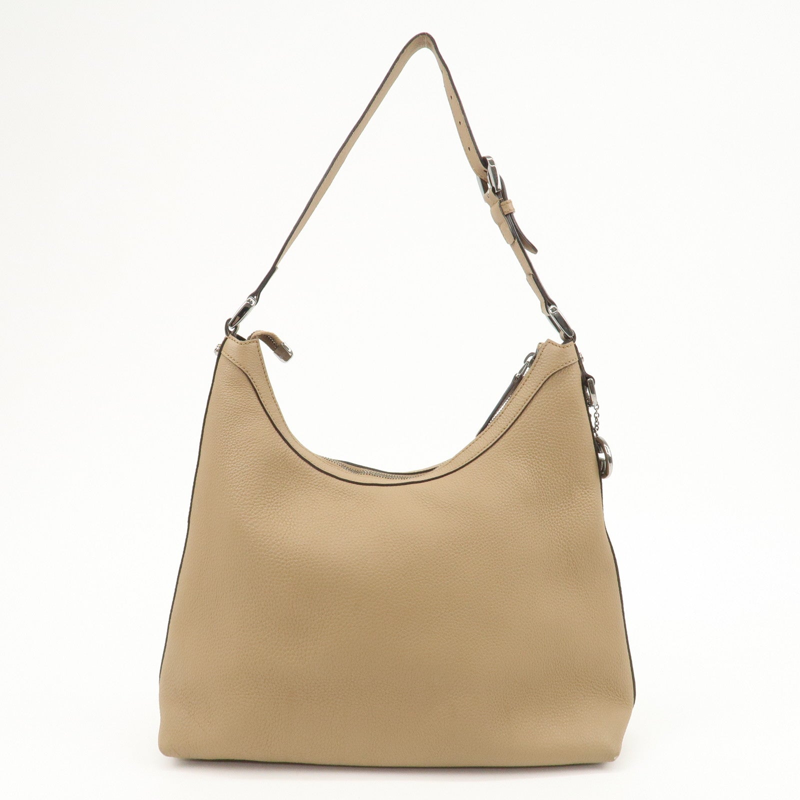 GUCCI Interlocking G Leather Shoulder Bag Beige 339558