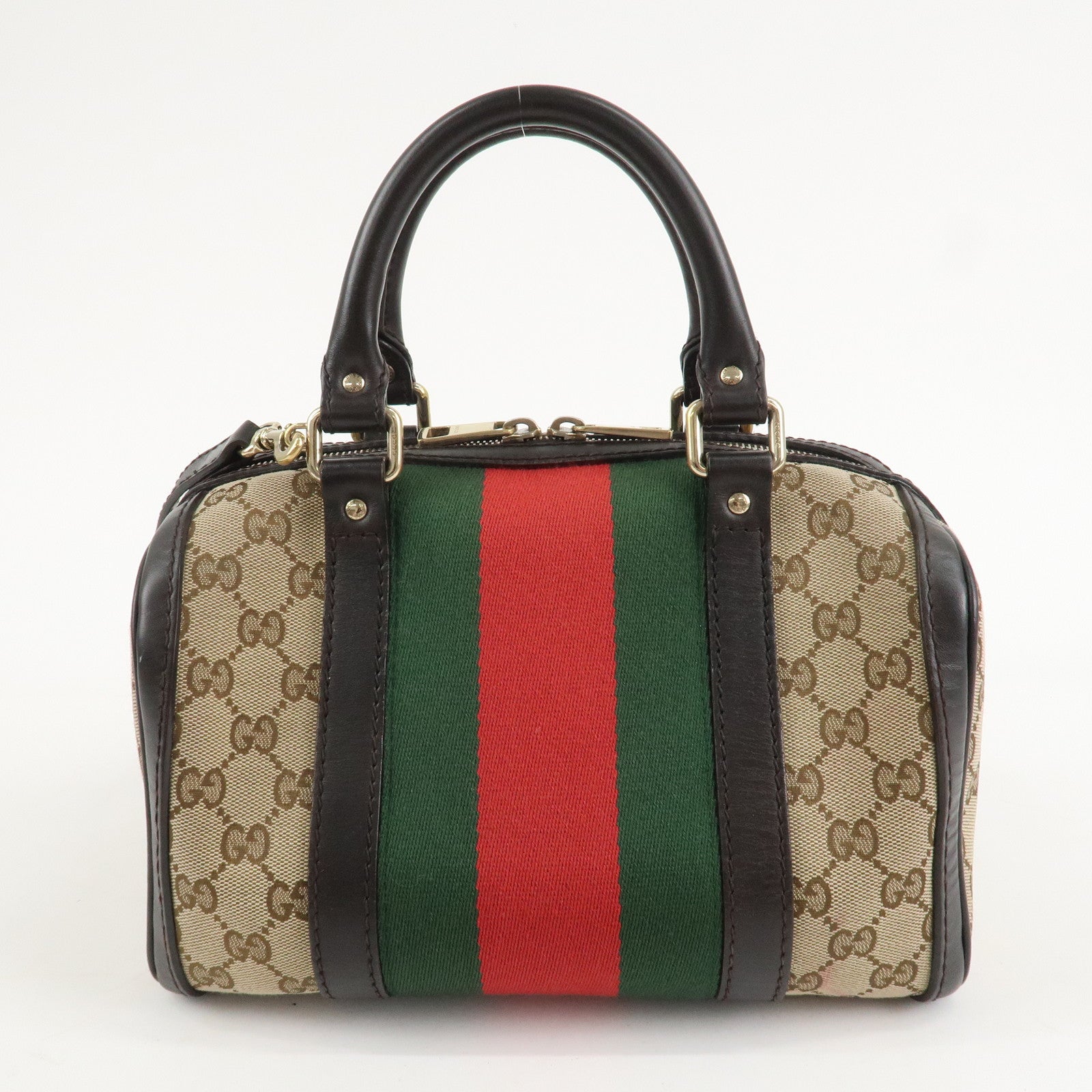 GUCCI Sherry GG Canvas Leather 2Way Mini Boston Bag 269876 Used