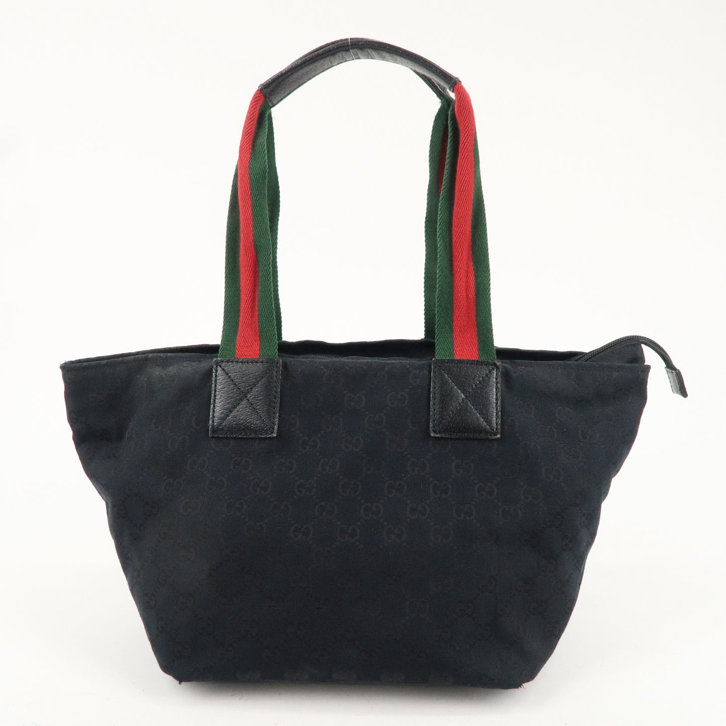 GUCCI Sherry GG Canvas Leather Tote Bag Hand Bag Black 131230