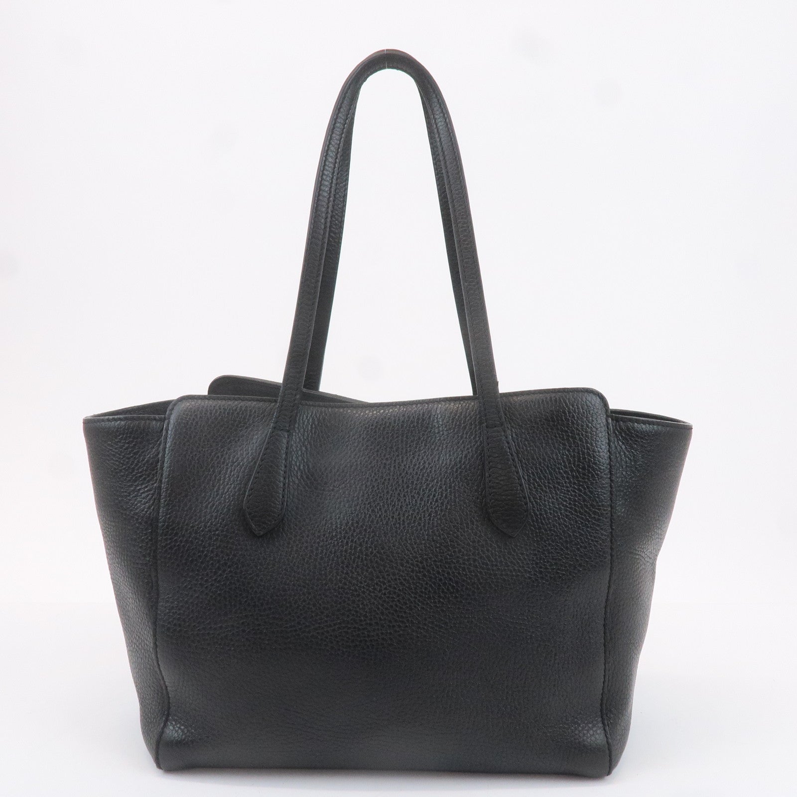 GUCCI Leather Swing Medium Tote Bag Black 354408