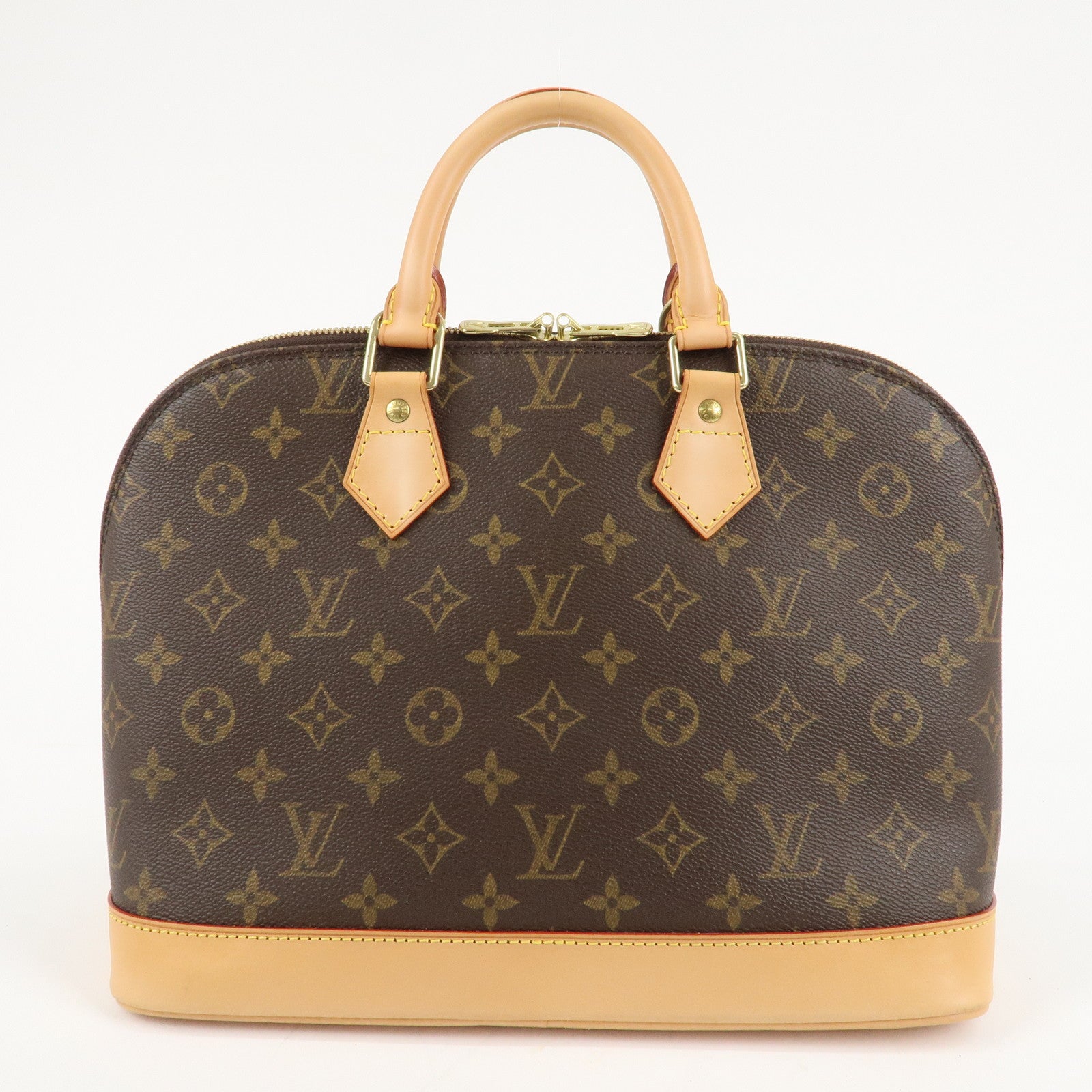 Louis Vuitton Monogram Alma Hand Bag Brown Gold Hardware M51130