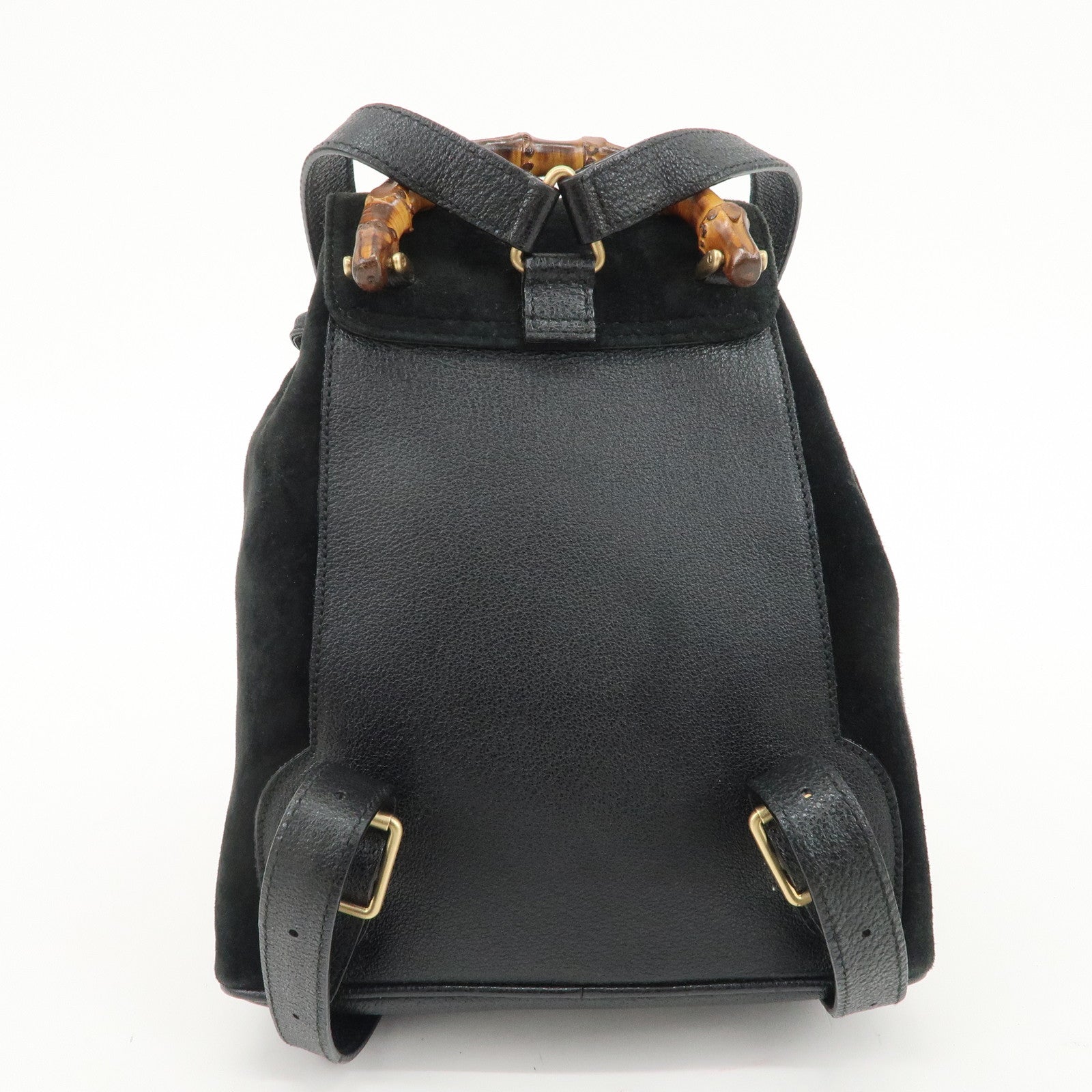 GUCCI Bamboo Suede Leather Back Pack Black 003.1956.0030