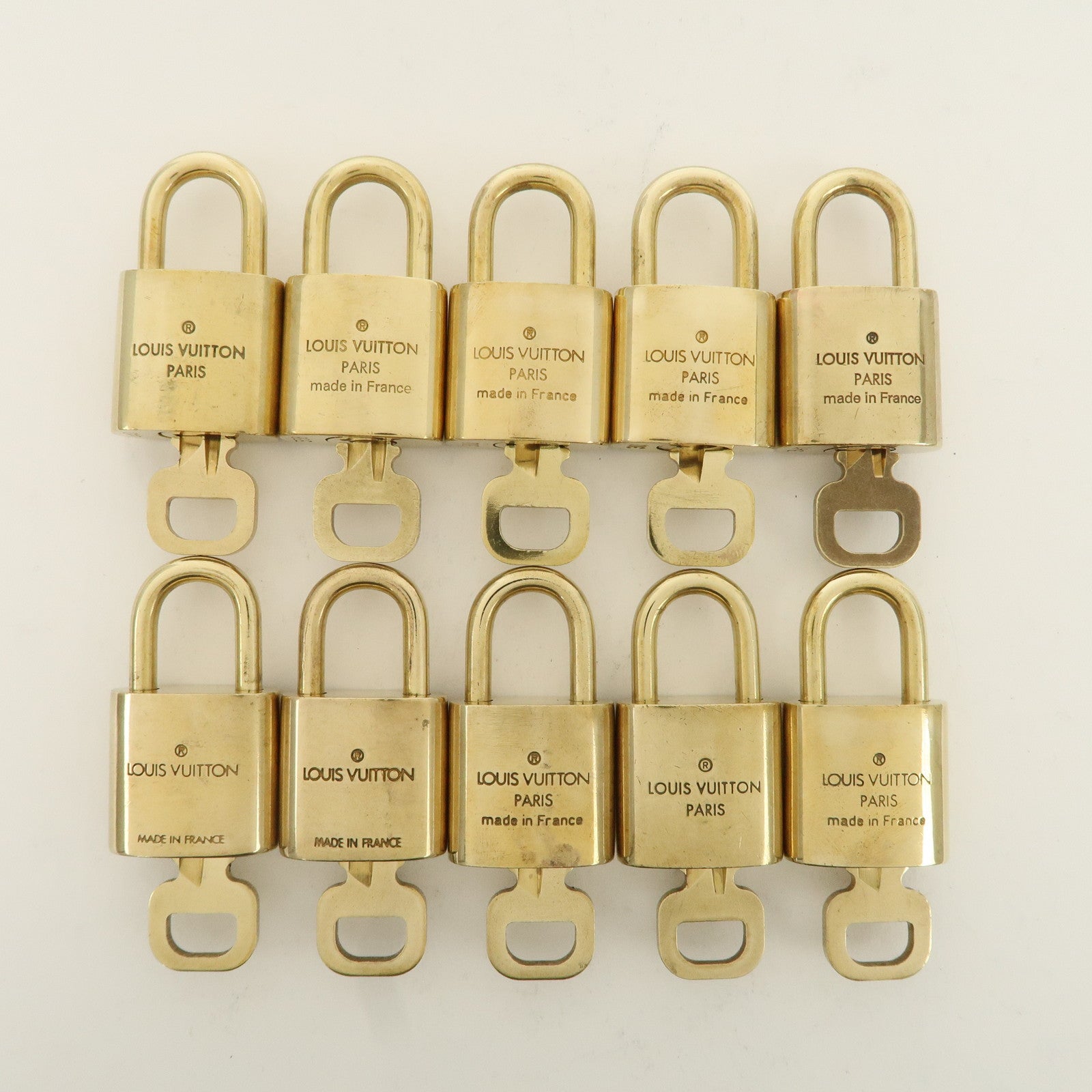 Louis Vuitton Set of 10 Lock & Key Cadena Key Lock Metal Gold Used