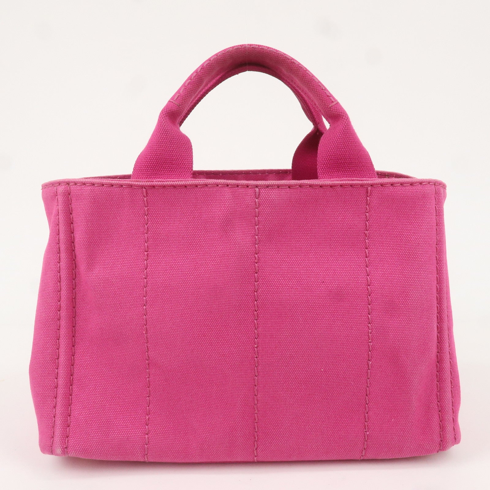 PRADA Logo Canapa Mini Canvas Hand Bag Tote Bag Pink BN2439