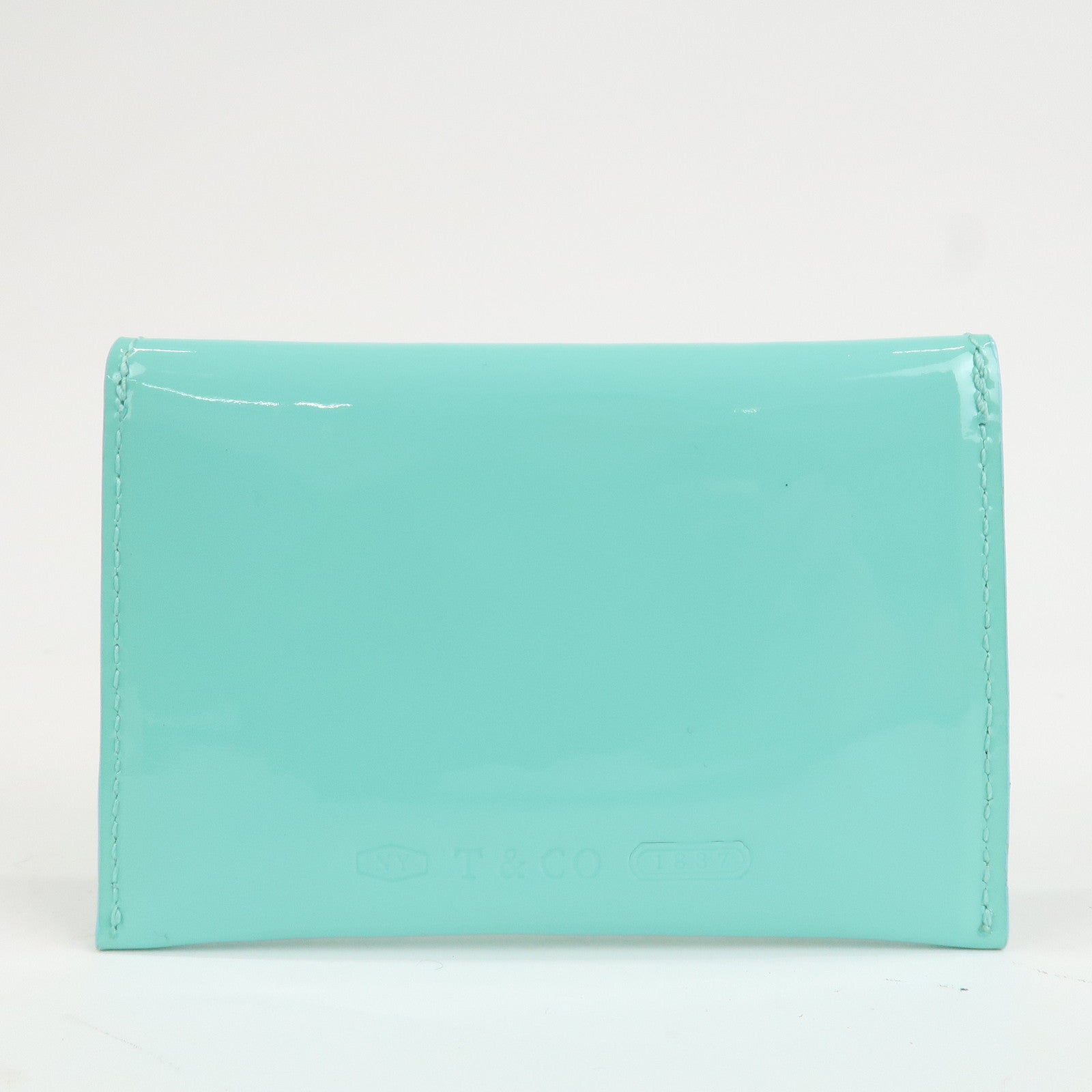 Tiffany&Co. Patent Leather Card Case Card Holder Blue Used