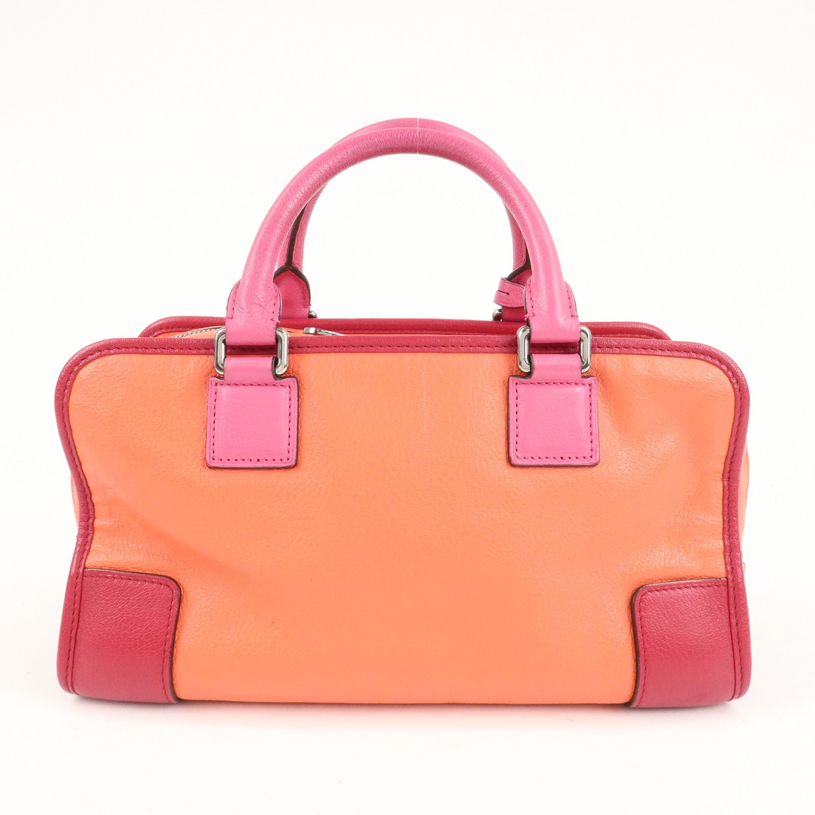 LOEWE Anagram Leather Amazona 28 Hand Bag Orange Bordeaux Pink