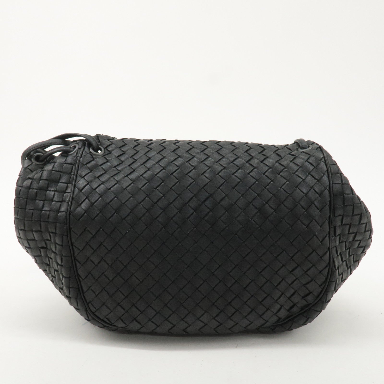 BOTTEGA VENETA Intrecciato Leather Shoulder Bag Black 245342