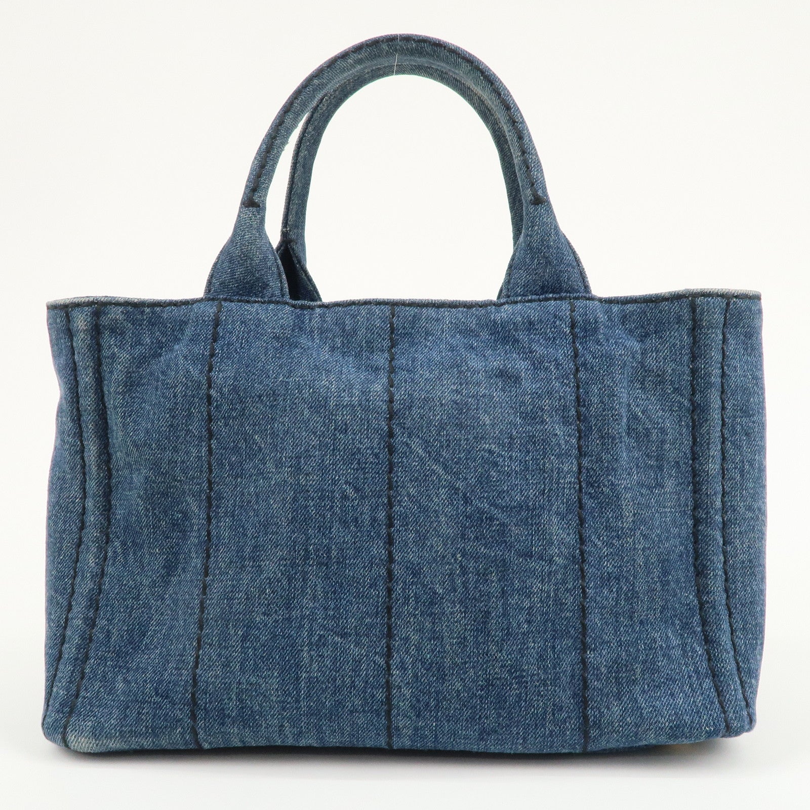 PRADA Canapa Mini Denim 2Way Tote Shoulder Bag Blue 1BG439