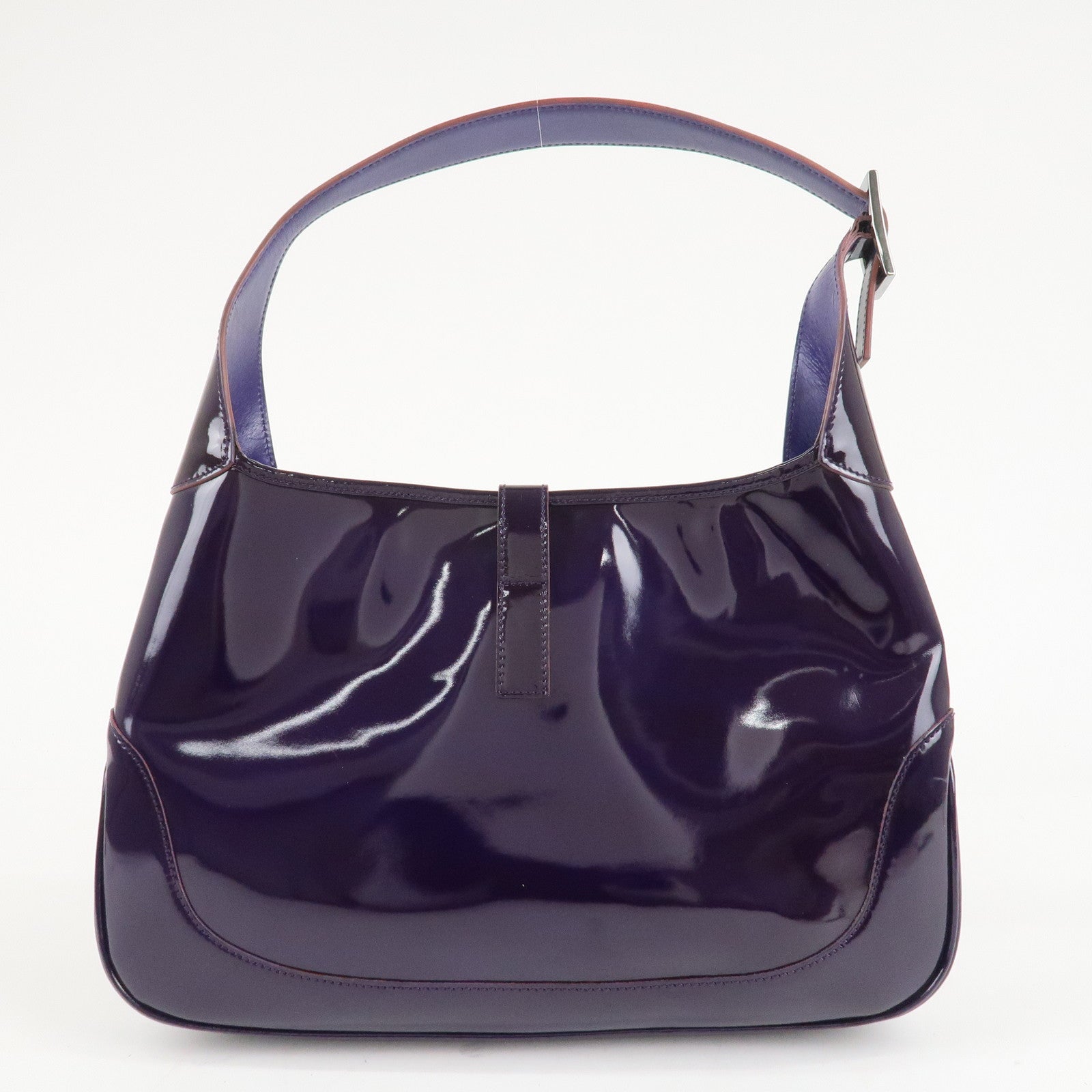 GUCCI Jackie Patent Leather Shoulder Bag Purple 001.3306