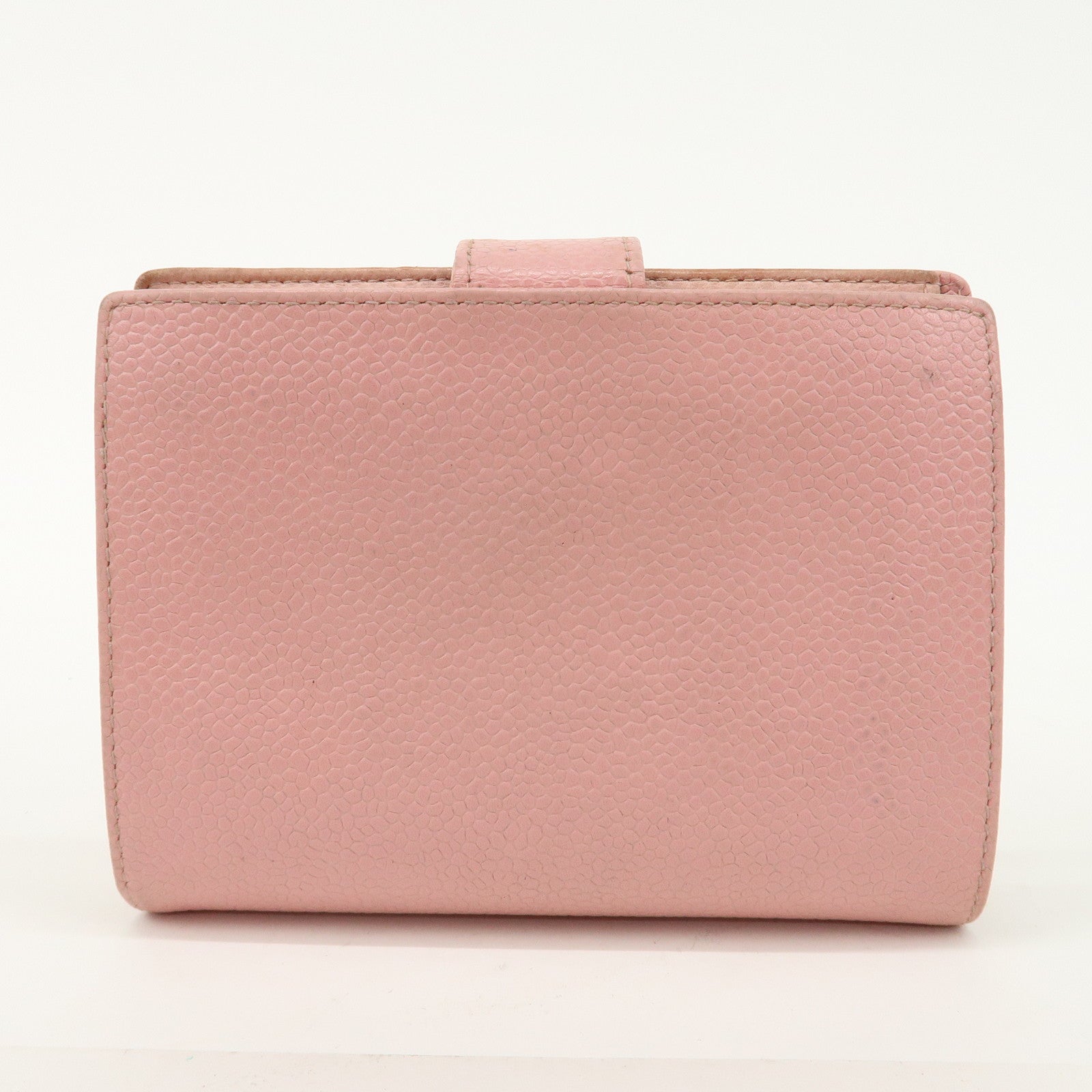 CHANEL Caviar Skin Coco Mark Bi-fold Small Wallet Pink A13497