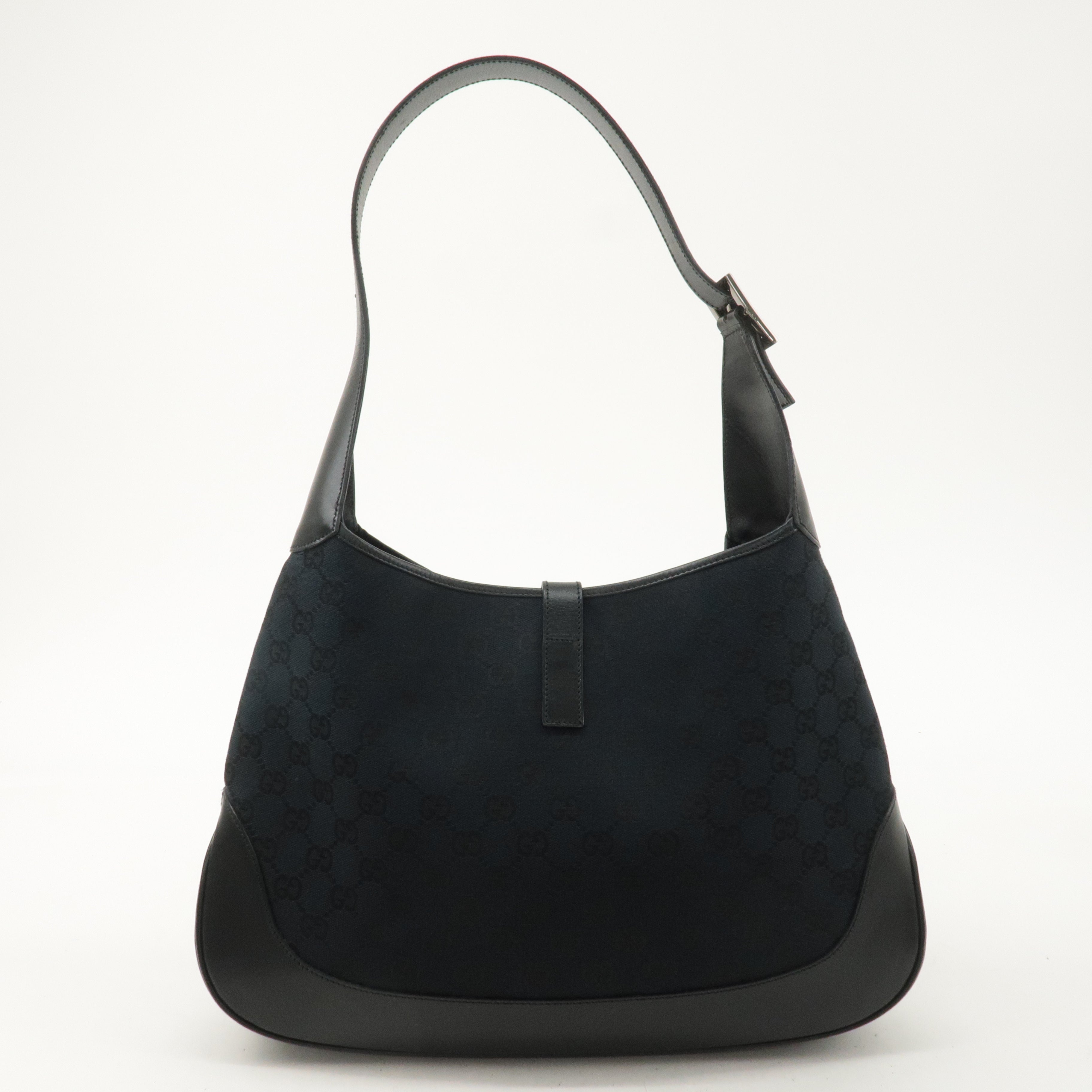 GUCCI Jackie Canvas Leather Shoulder Bag Black 001.3346