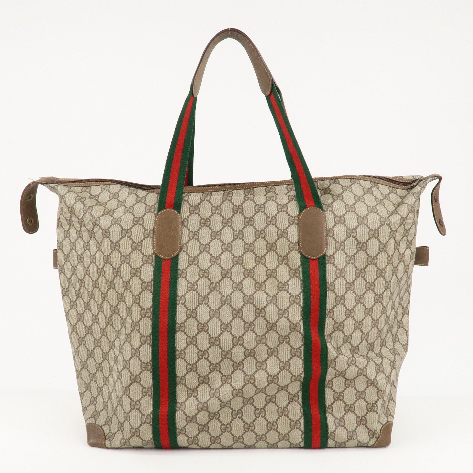 GUCCI Old GUCCI Sherry GG Plus Leather Tote Bag Beige 89.19.012