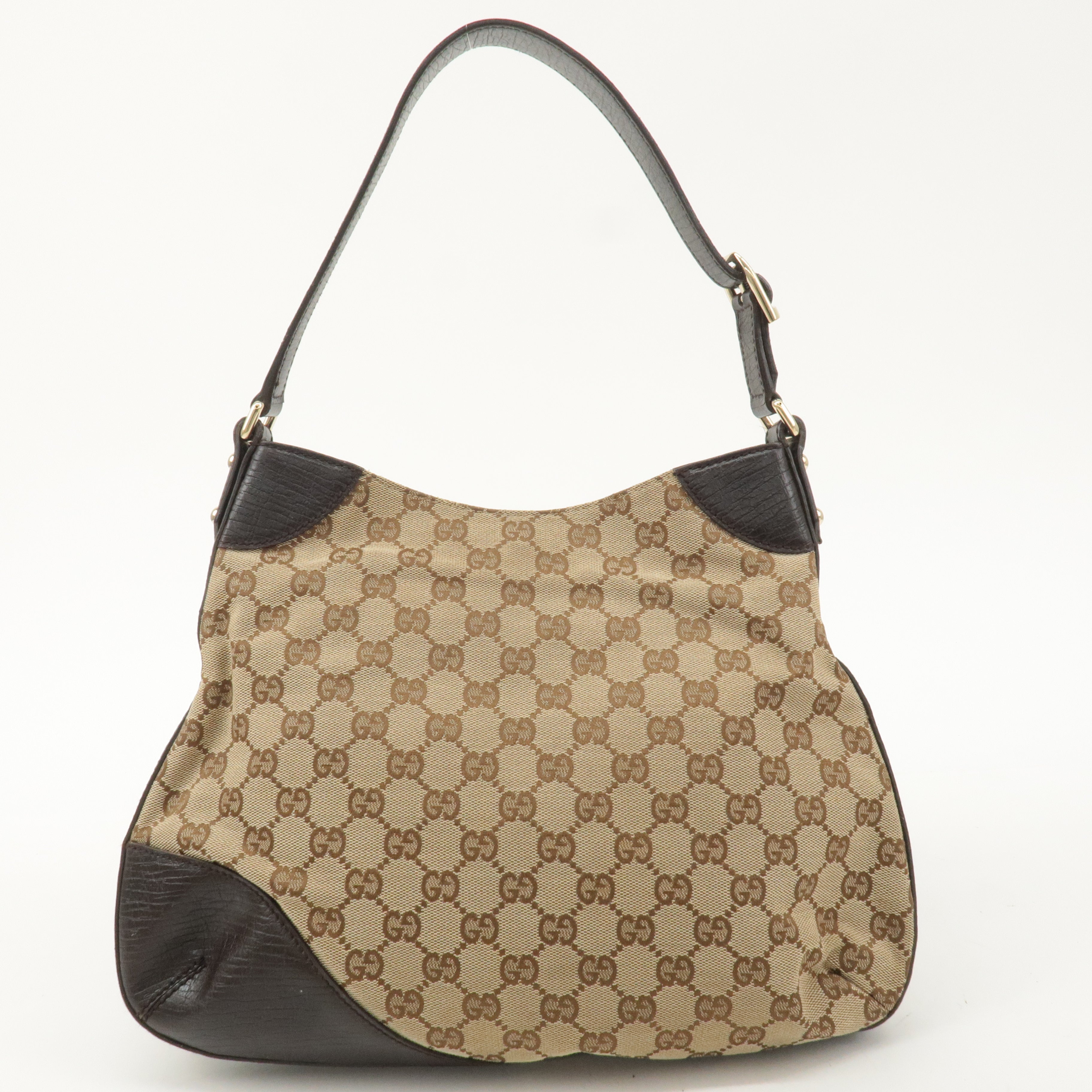 GUCCI Sherry Horsebit GG Canvas Leather Shoulder Bag 137388