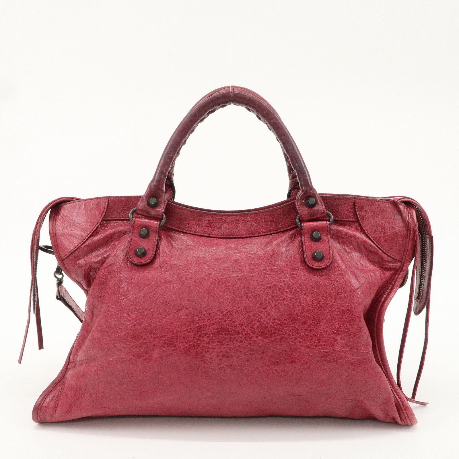 BALENCIAGA The City Leather 2Way Hand Bag Red 115748