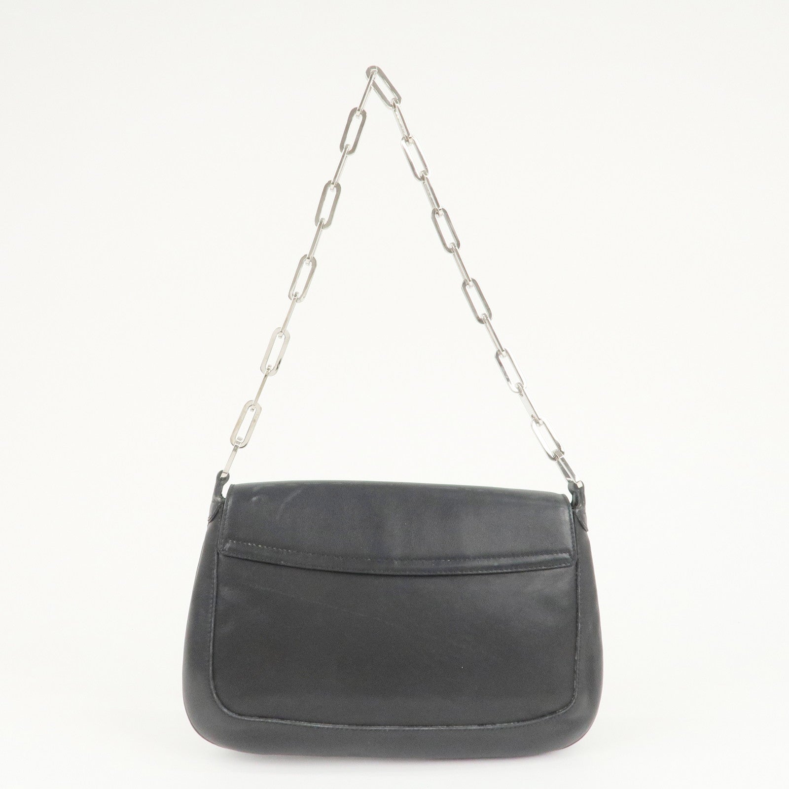 GUCCI Leather One-Shoulder Bag Black 001.3827