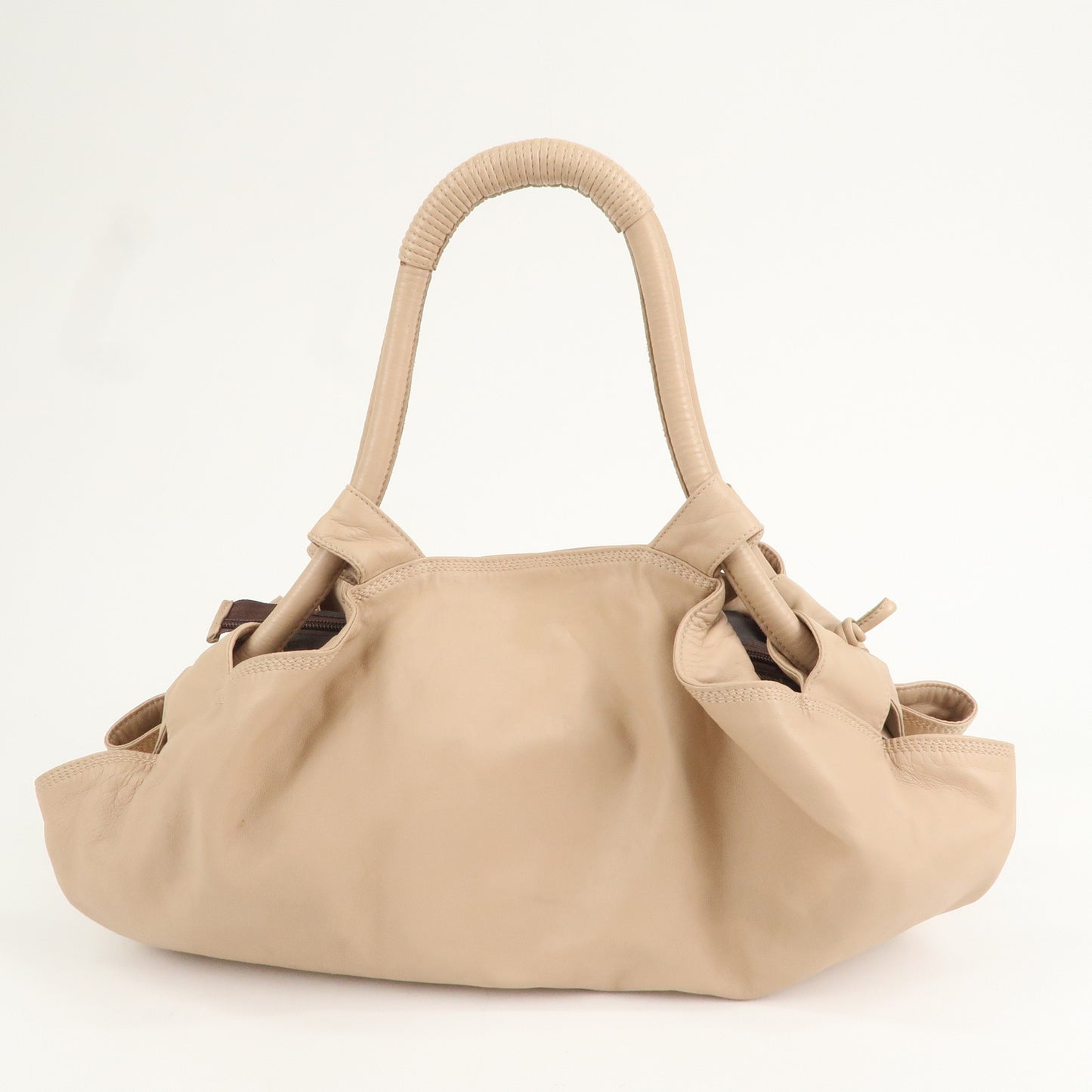 LOEWE Anagram Leather Nappa Aire Shoulder Bag Hand Bag Beige