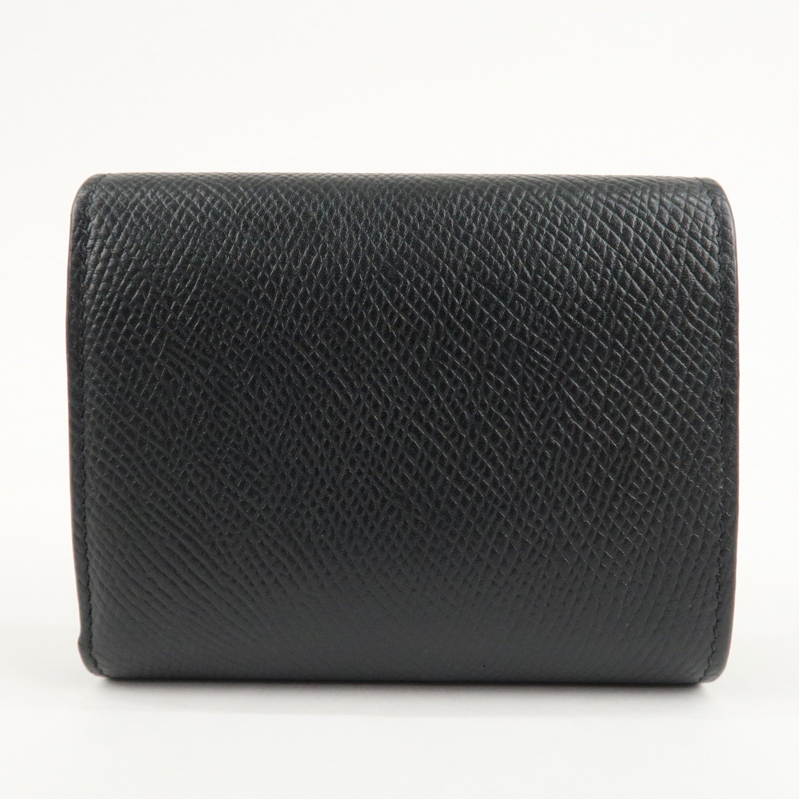CELINE Logo Leather Small Tri-fold Wallet Black Used