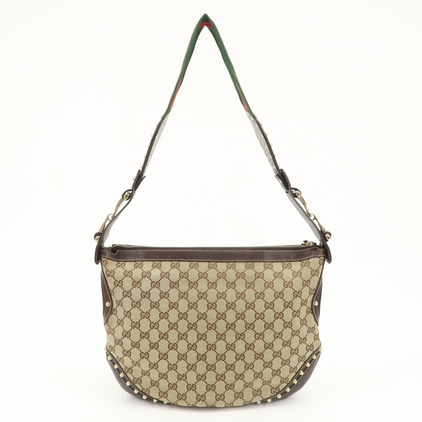 GUCCI Sherry GG Canvas Leather Studded Shoulder Bag 153691 Used