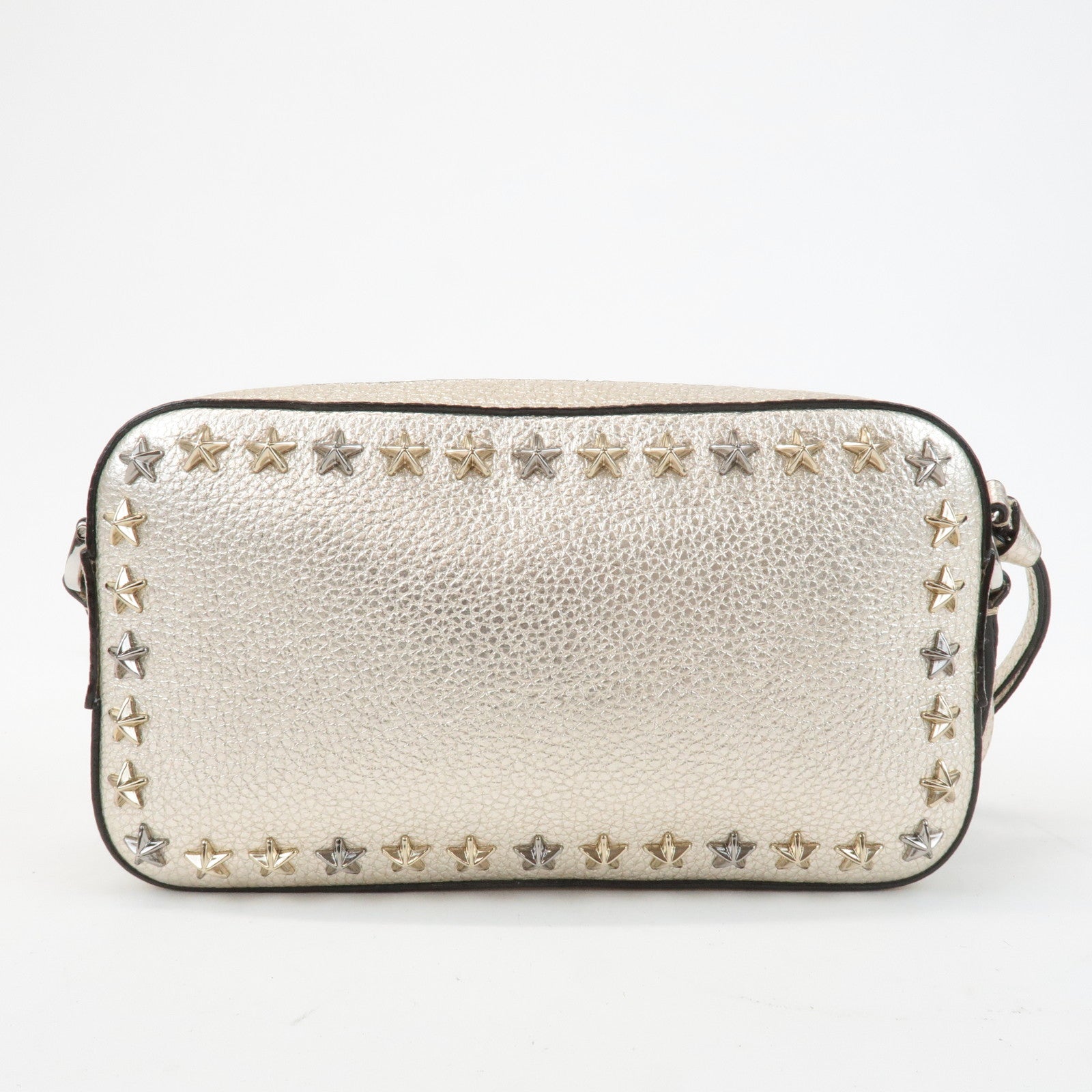 JIMMY CHOO Leather Studs Small Shoulder Bag Silver Used