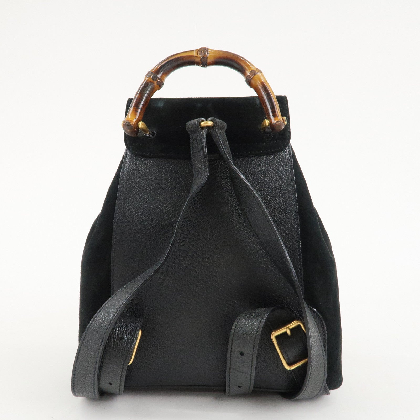 GUCCI Bamboo Suede Leather Mini Backpack Black 003.1705.0030 Used