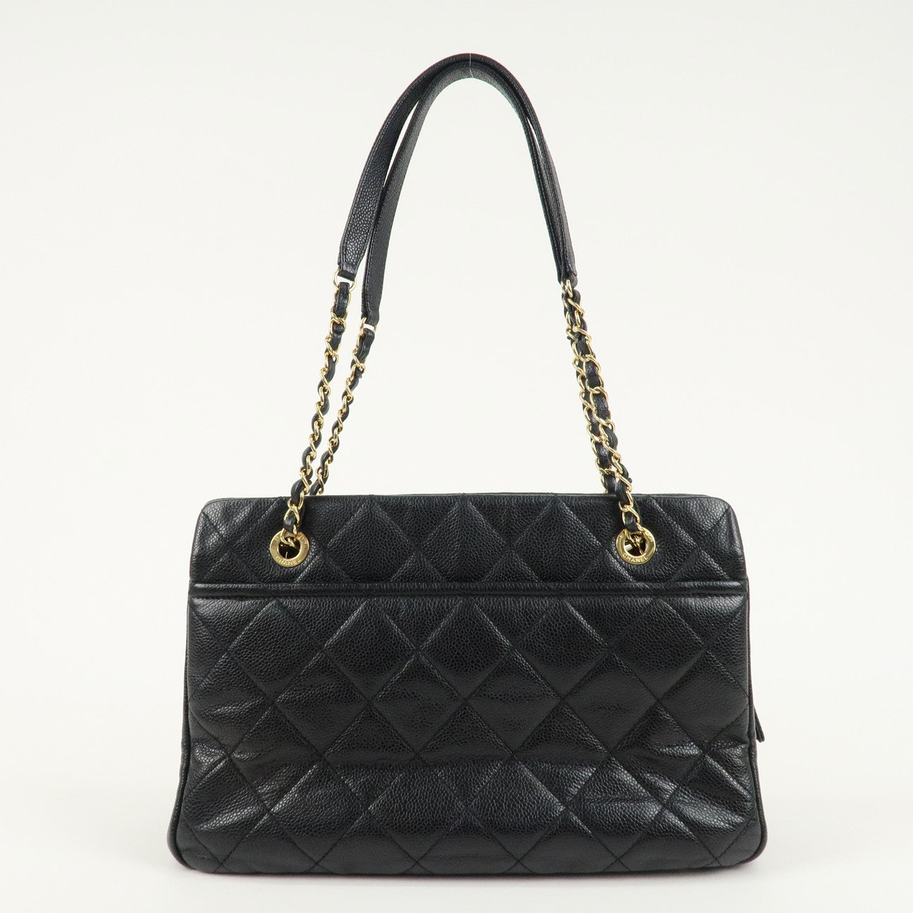 CHANEL Matelasse Caviar Skin COCOMark Chain Tote Bag Black