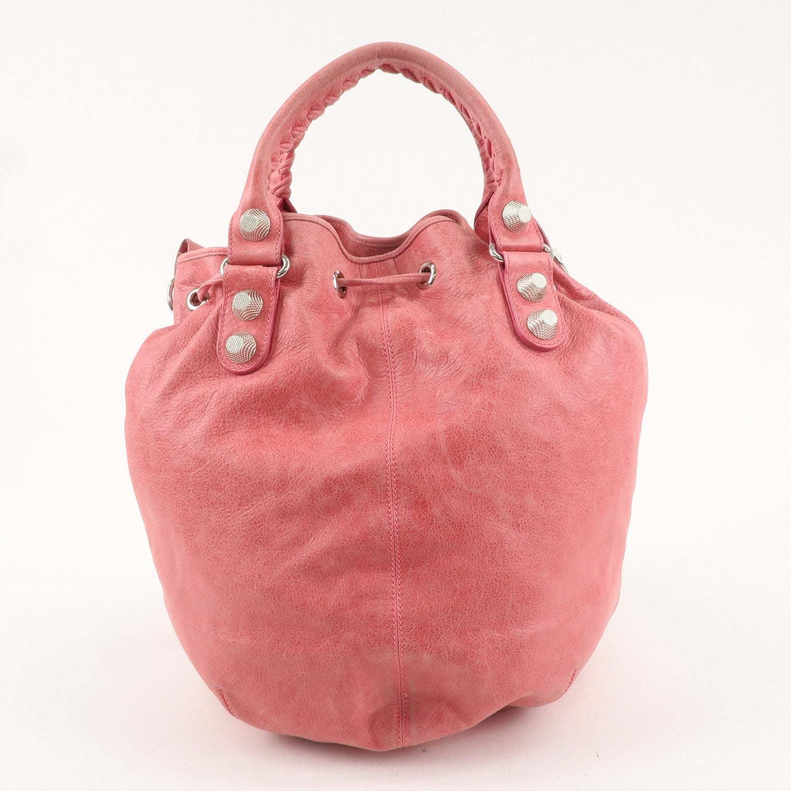 BALENCIAGA Leather Giant Pom Pom 2WAY Bag Pink 203069