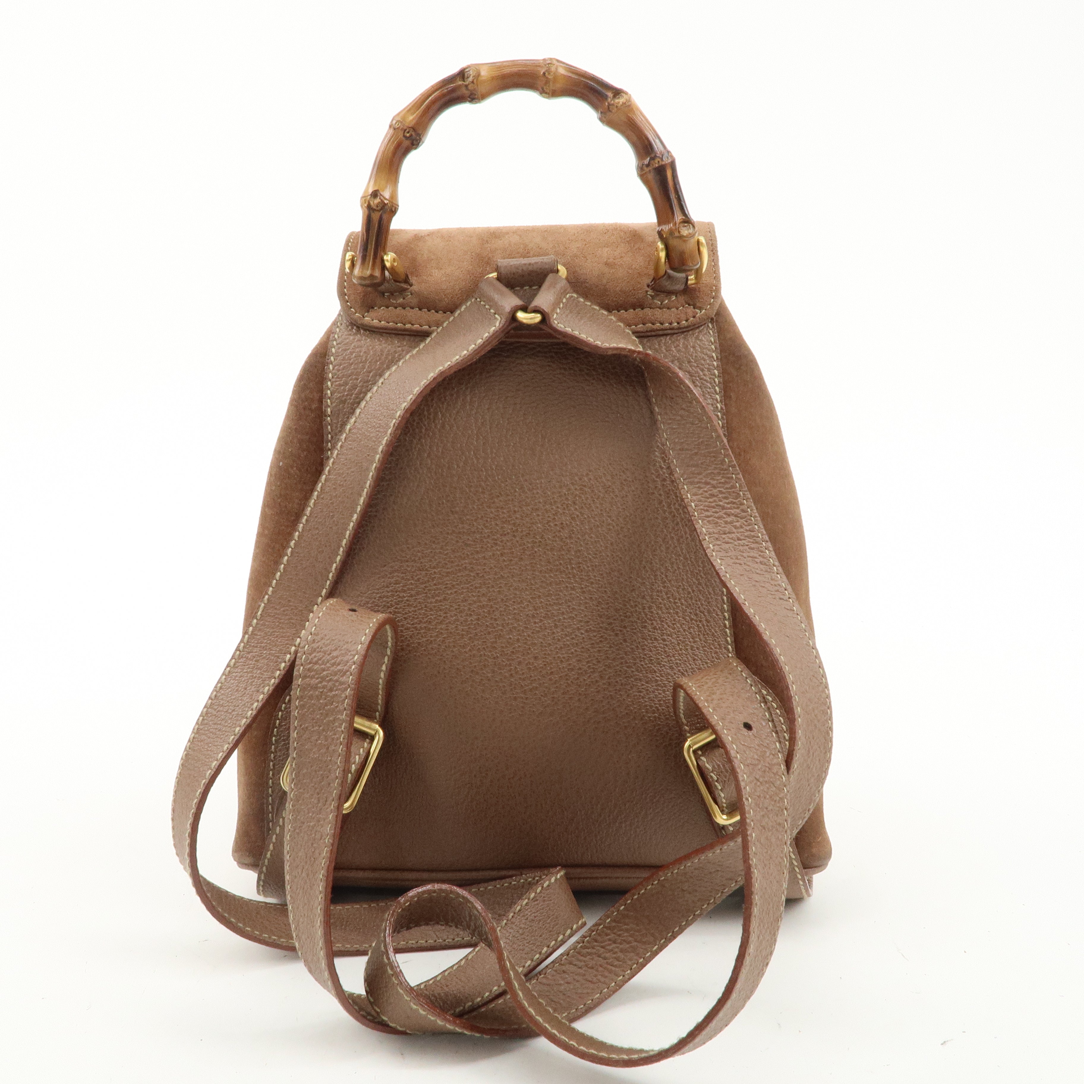 GUCCI Bamboo Suede Back Pack Ruck Sack Brown 003.3444.0030