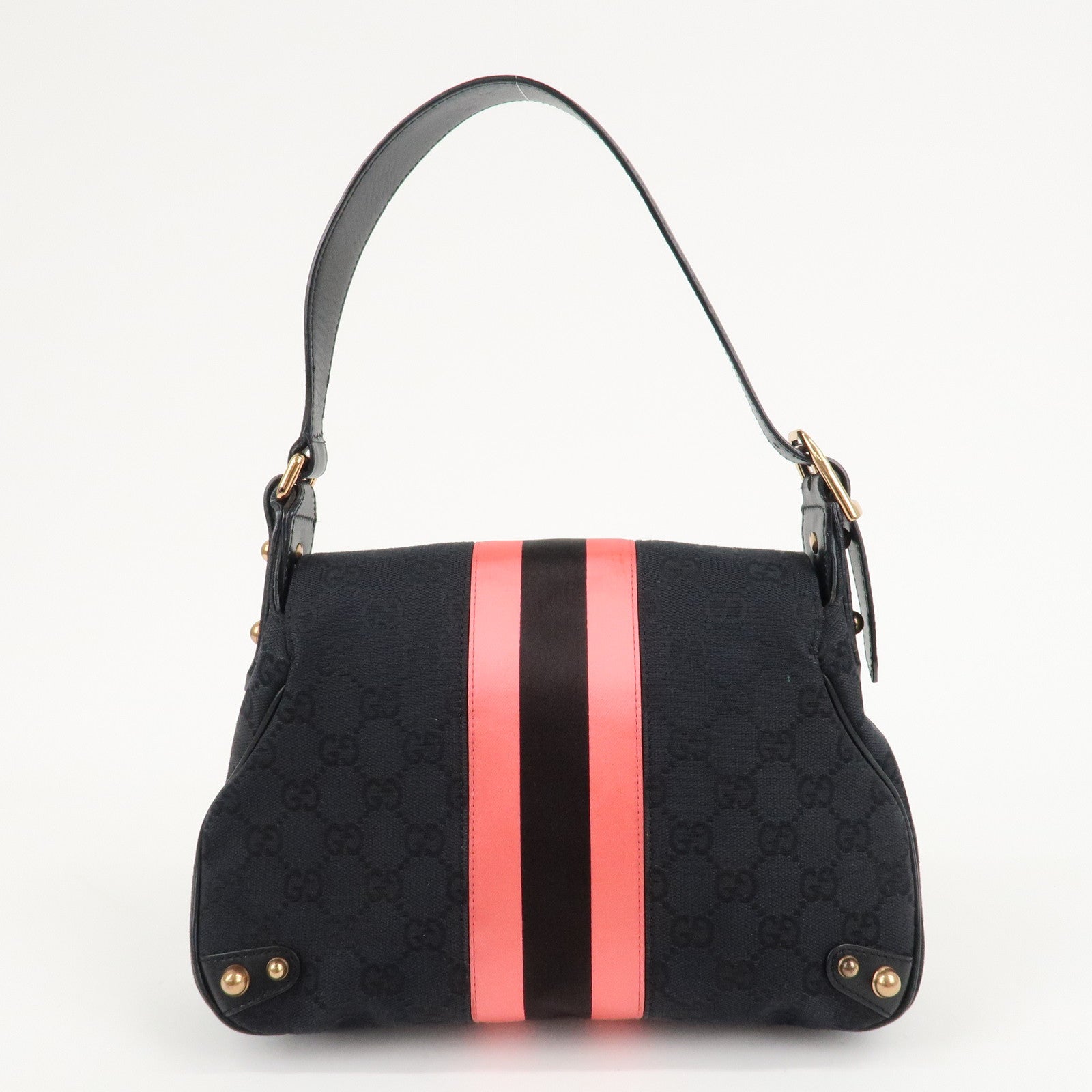 GUCCI Sherry Horsebit GG Canvas Leather Shoulder Bag 129699