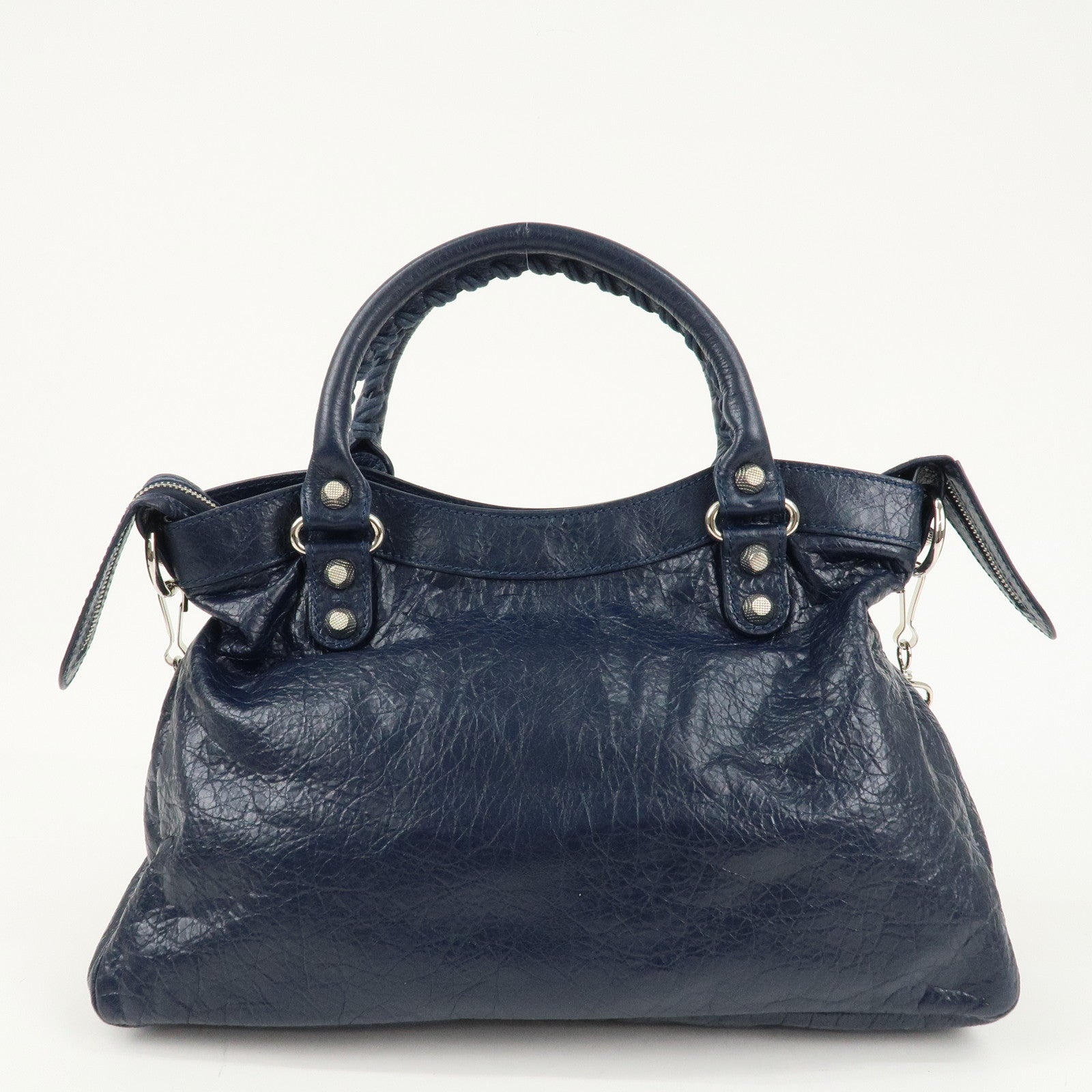 BALENCIAGA The Giant Town Leather 2Way Hand Bag Navy 285434