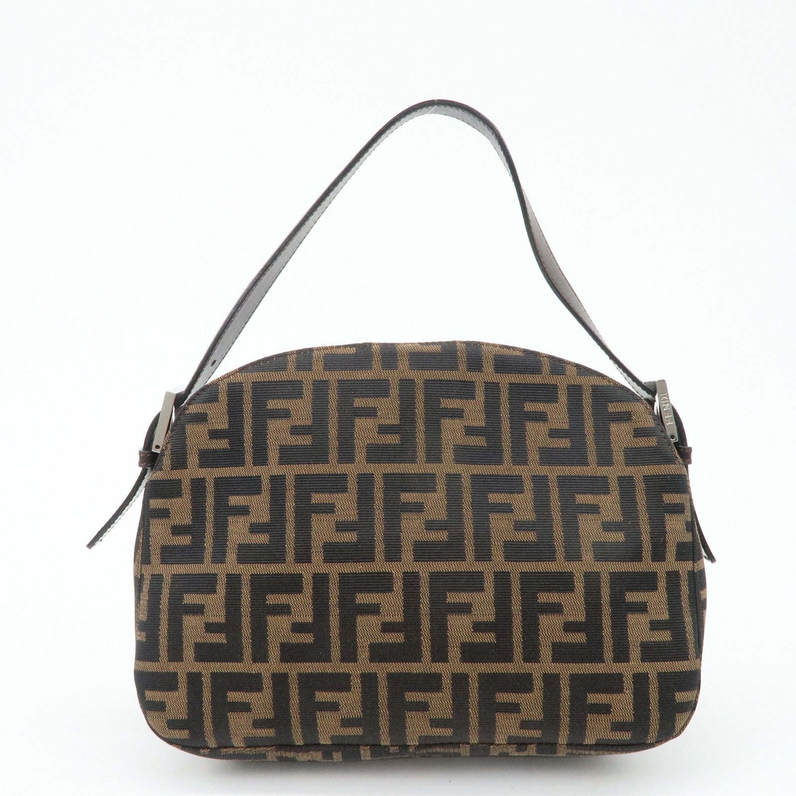 FENDI Zucca Canvas Leather Semi-Shoulder Bag Brown Black 26725