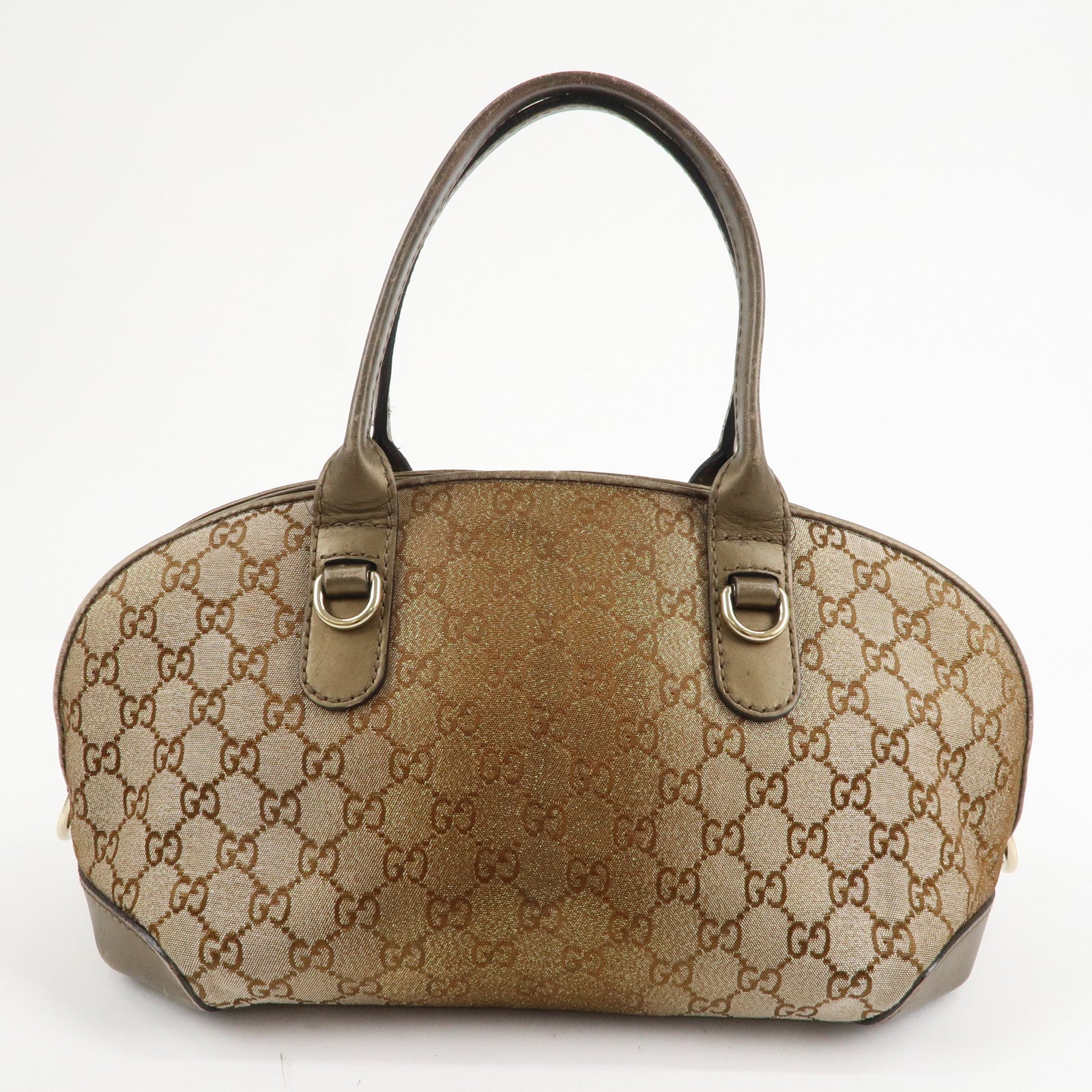 GUCCI Heartbit GG Canvas Leather 2Way Hand Bag Beige Bronze 269955