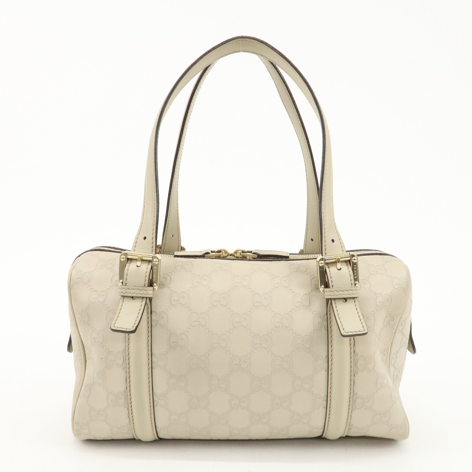 GUCCI Interlocking G Leather Mini Boston Hand Bag Gold 170009