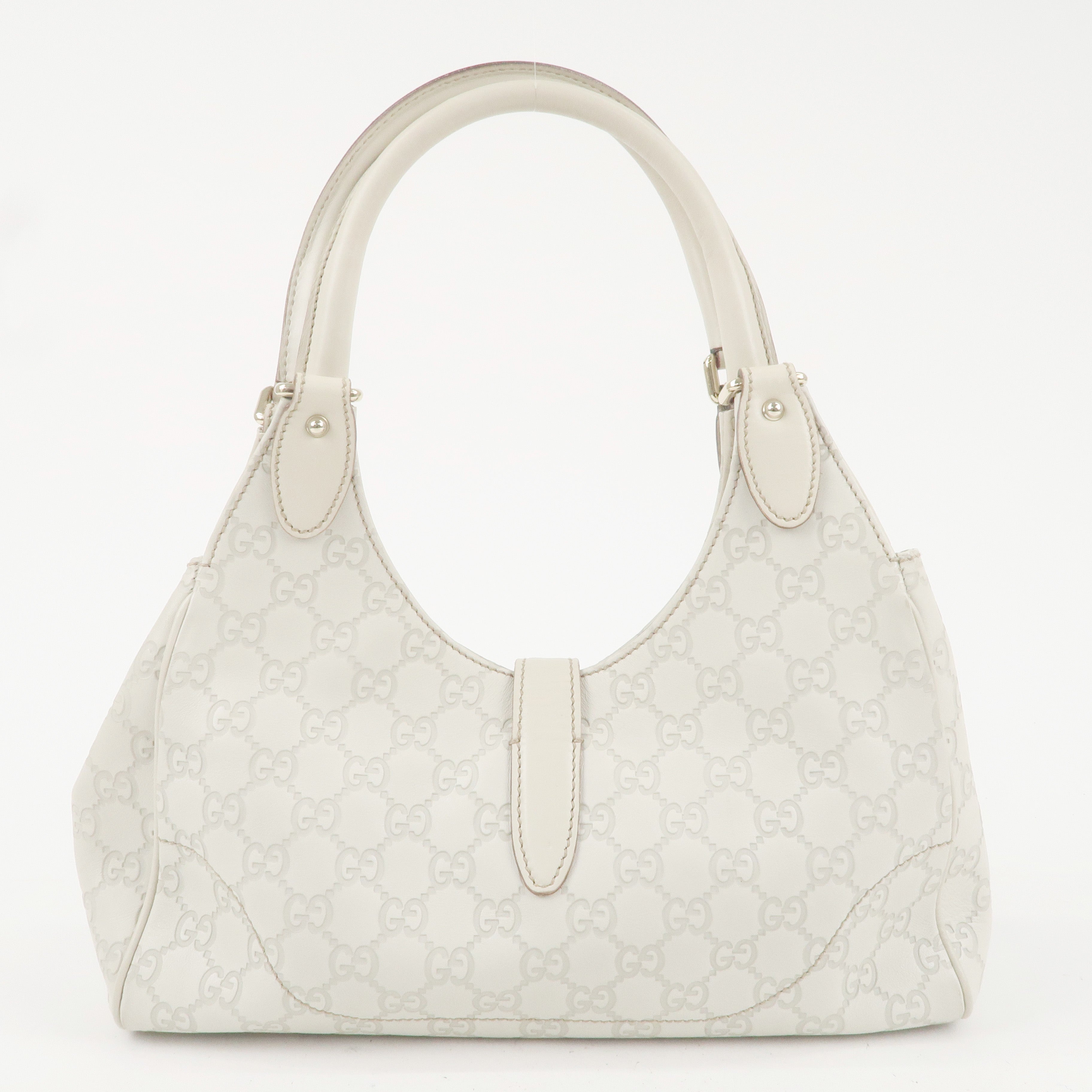 GUCCI New Jackie Guccissima Leather Shoulder Bag Ivory 145819