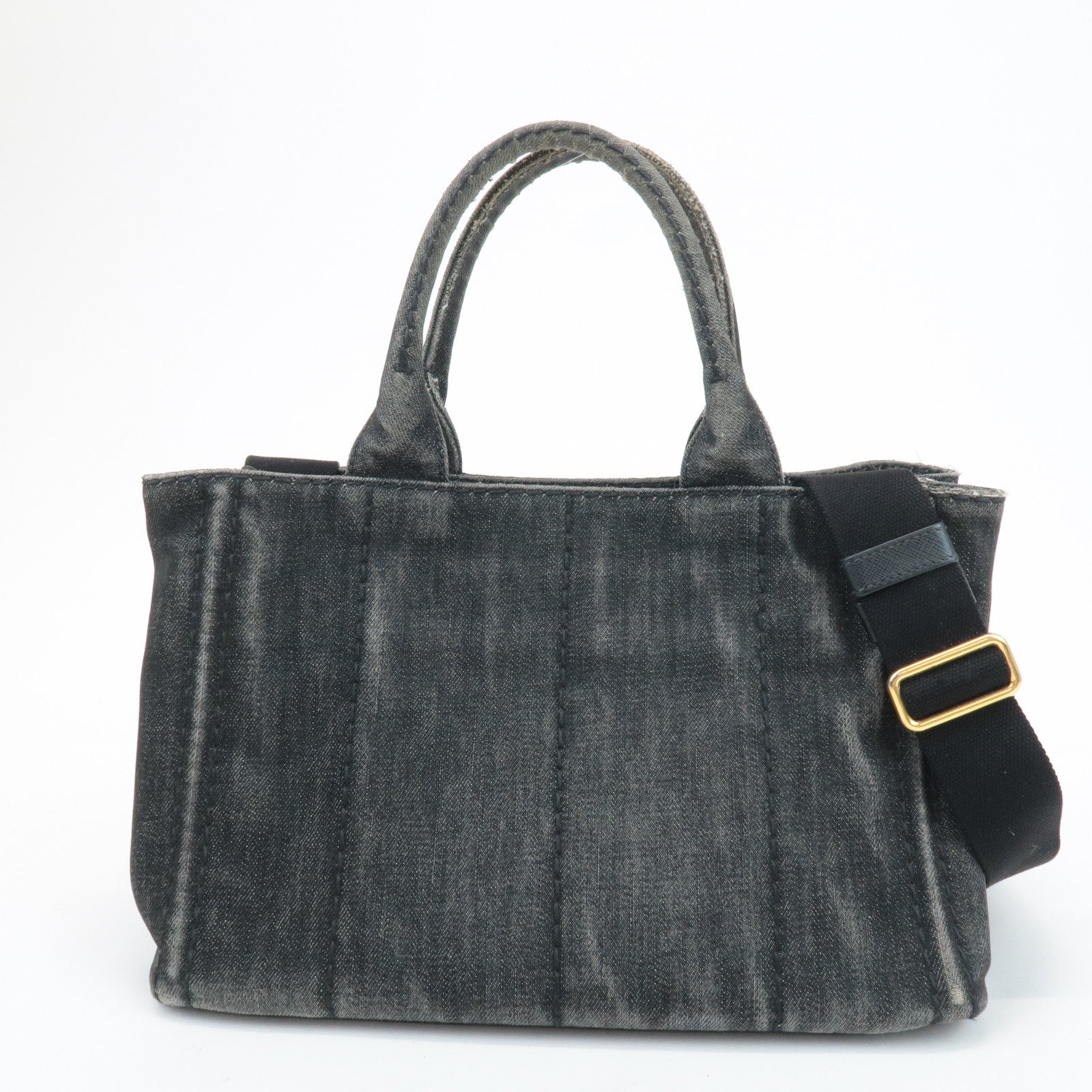 PRADA Canapa Mini Canvas 2Way Bag Tote Bag Black 1BG439