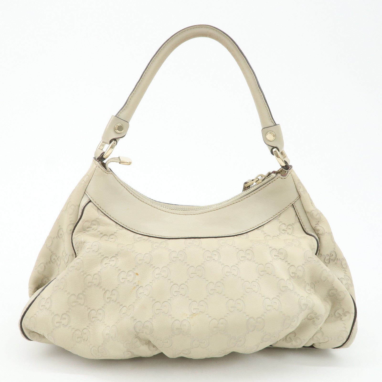 GUCCI Abbey Guccissima Leather Shoulder Bag Ivory 190525