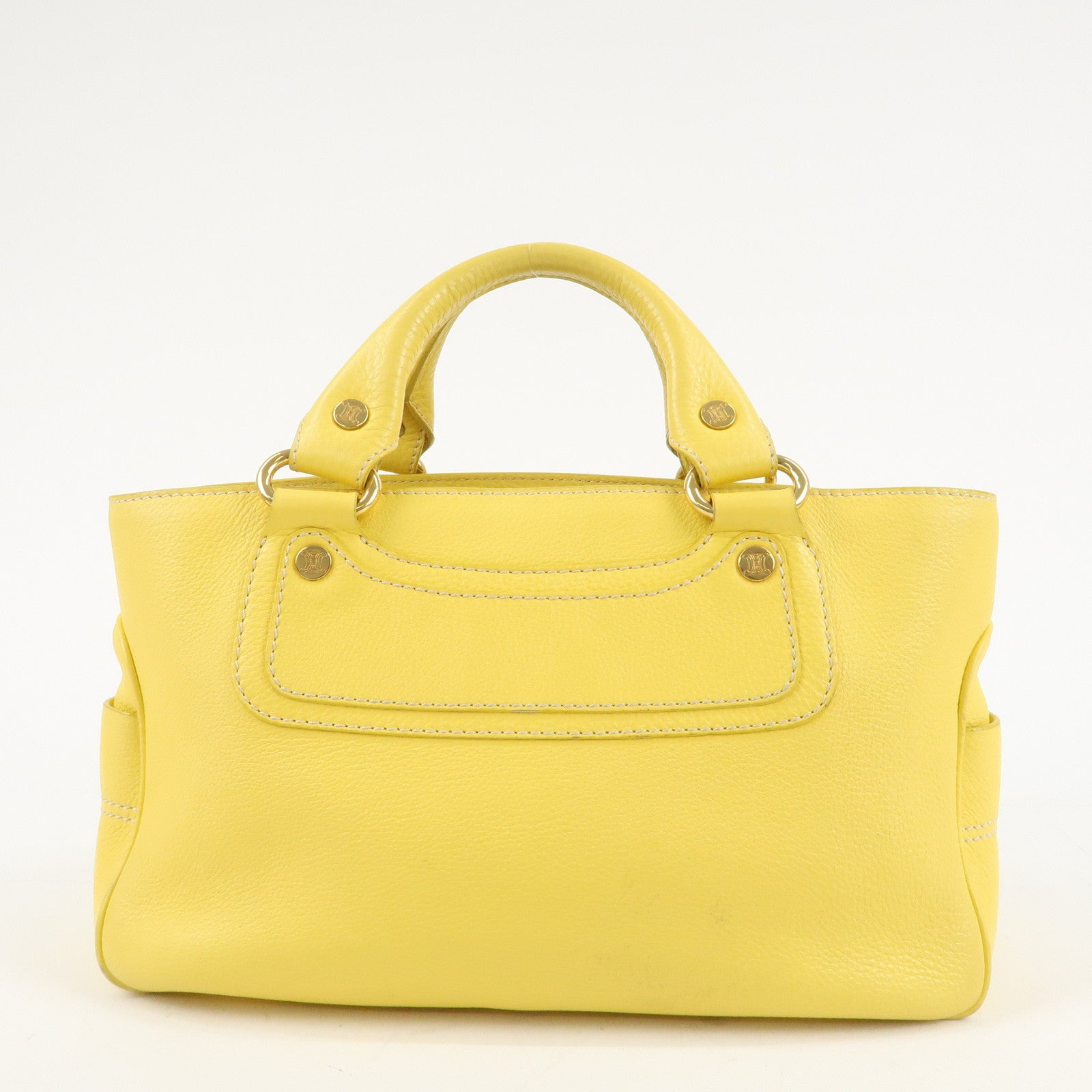 CELINE Leather Boogie Bag Hand Bag Tote Bag Yellow Gold HDW Used