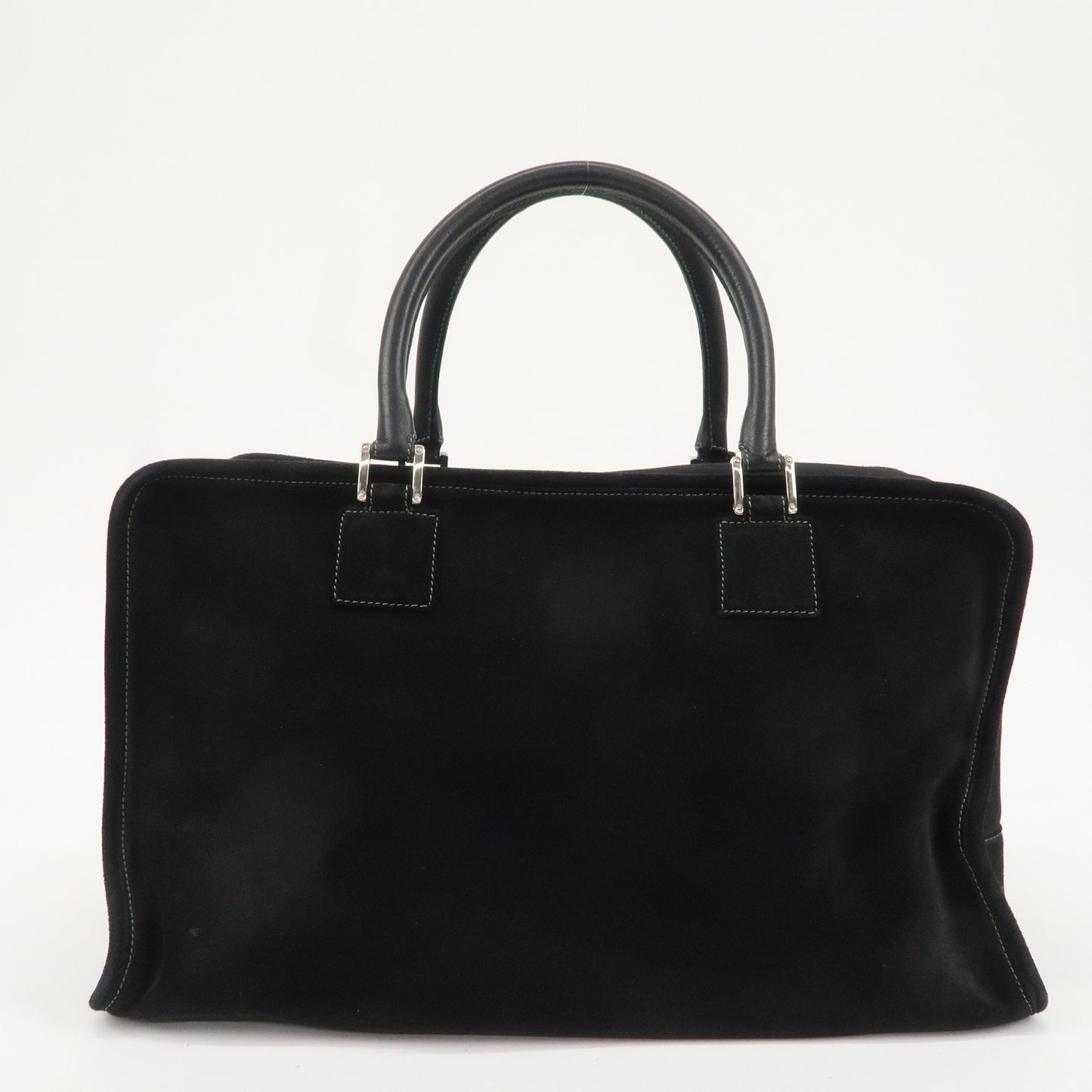 LOEWE Anagram Suede Leather Beads Amazona 44 Boston Bag Black