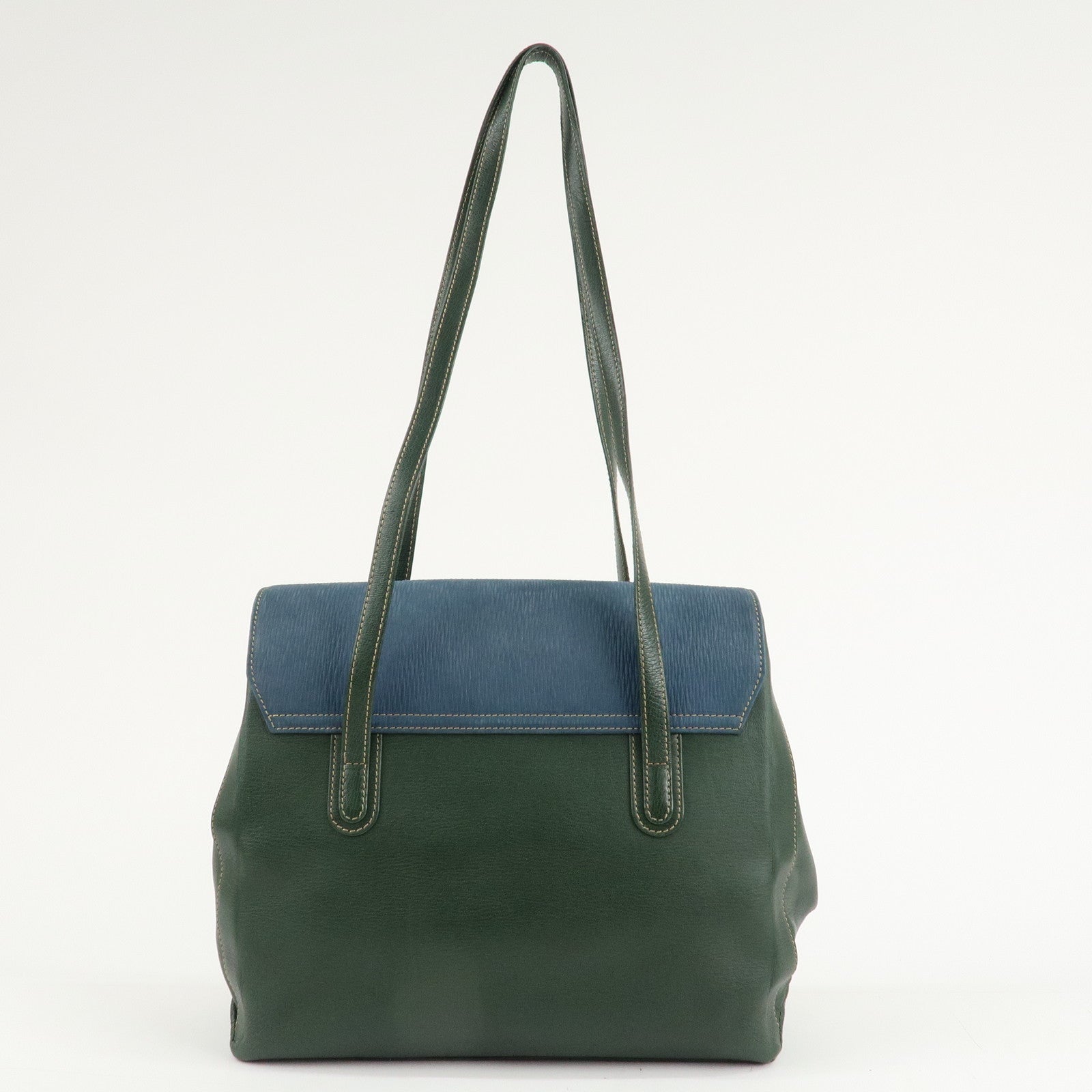 LOEWE Velazquez Suede Leather Shoulder Bag Green Blue Used