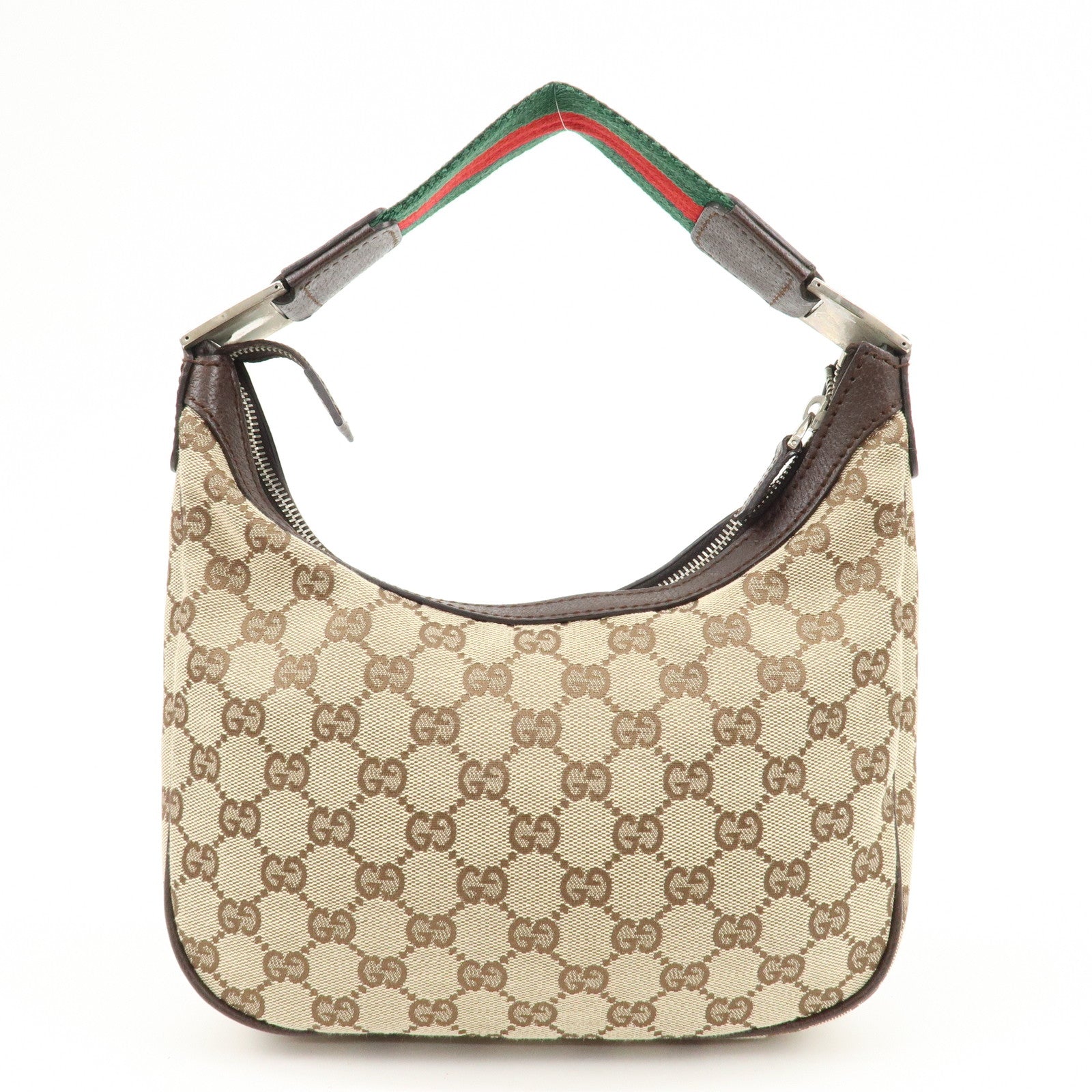 GUCCI Sherry GG Canvas Leather Shoulder Bag Beige Brown 145811