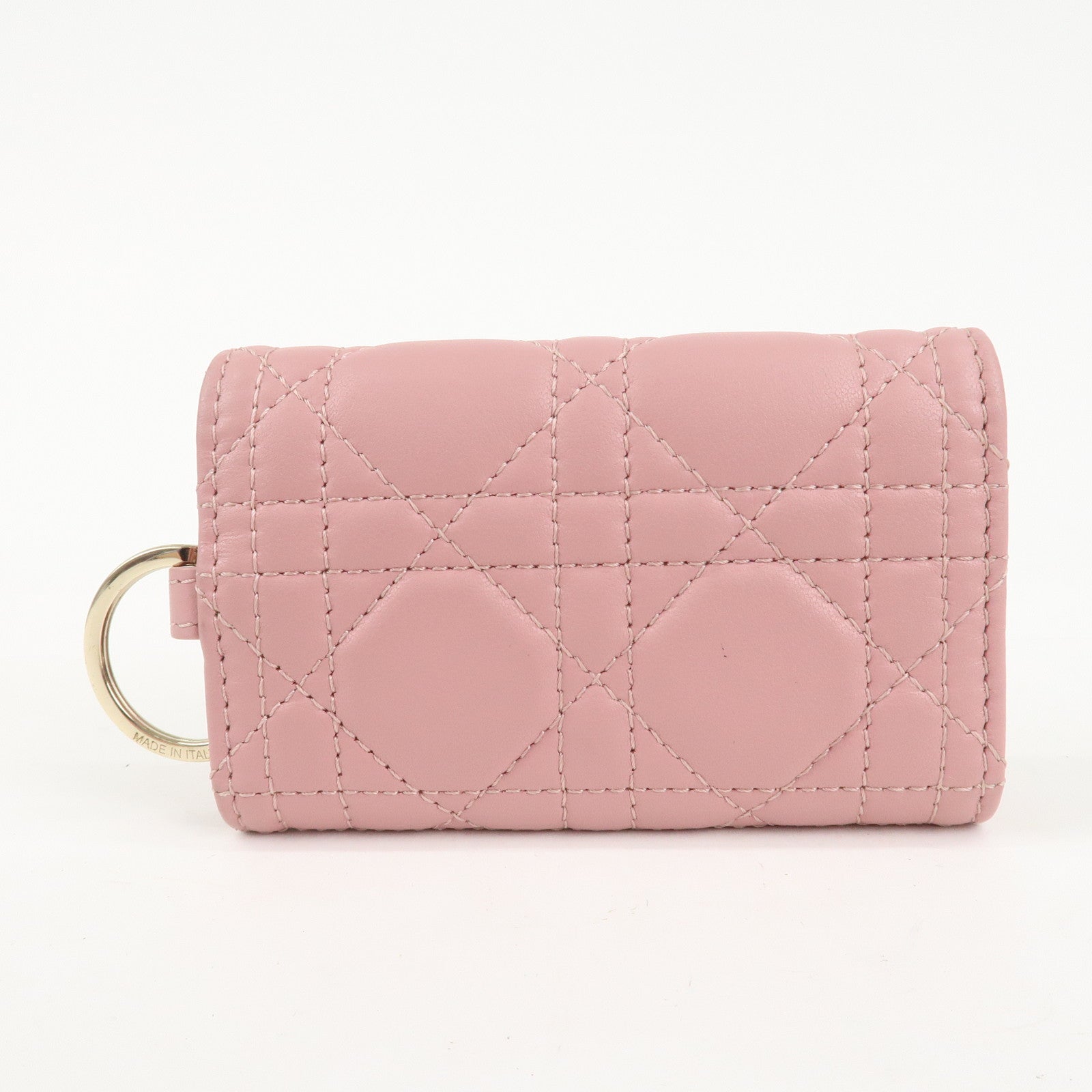 Christian Dior Cannage Leather 4 Key Case Key Chain Pink