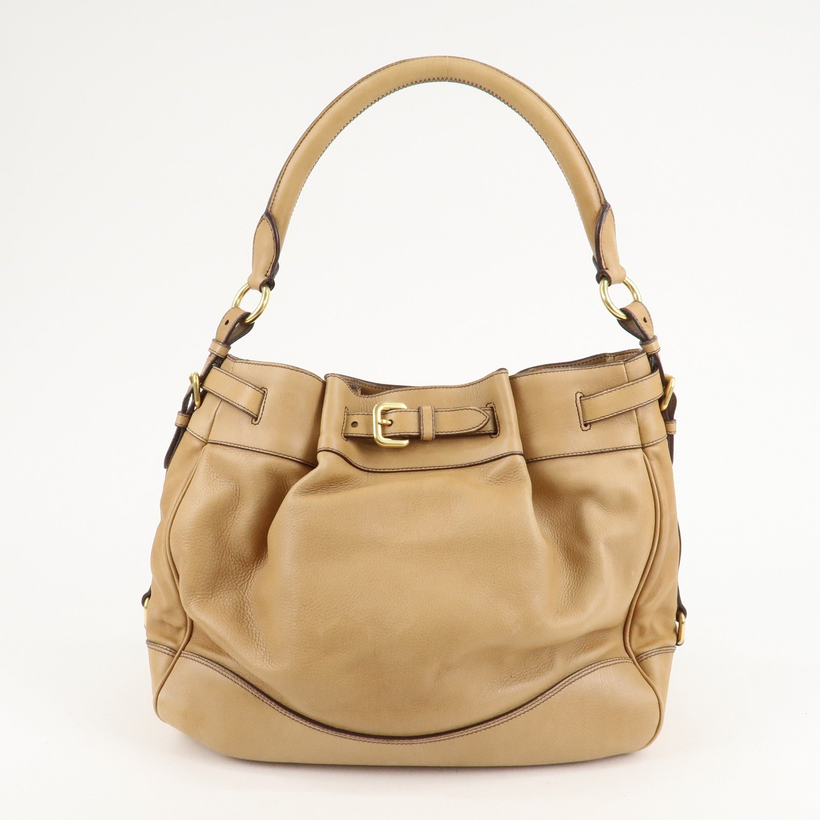 PRADA Leather One Shoulder Bag Brown