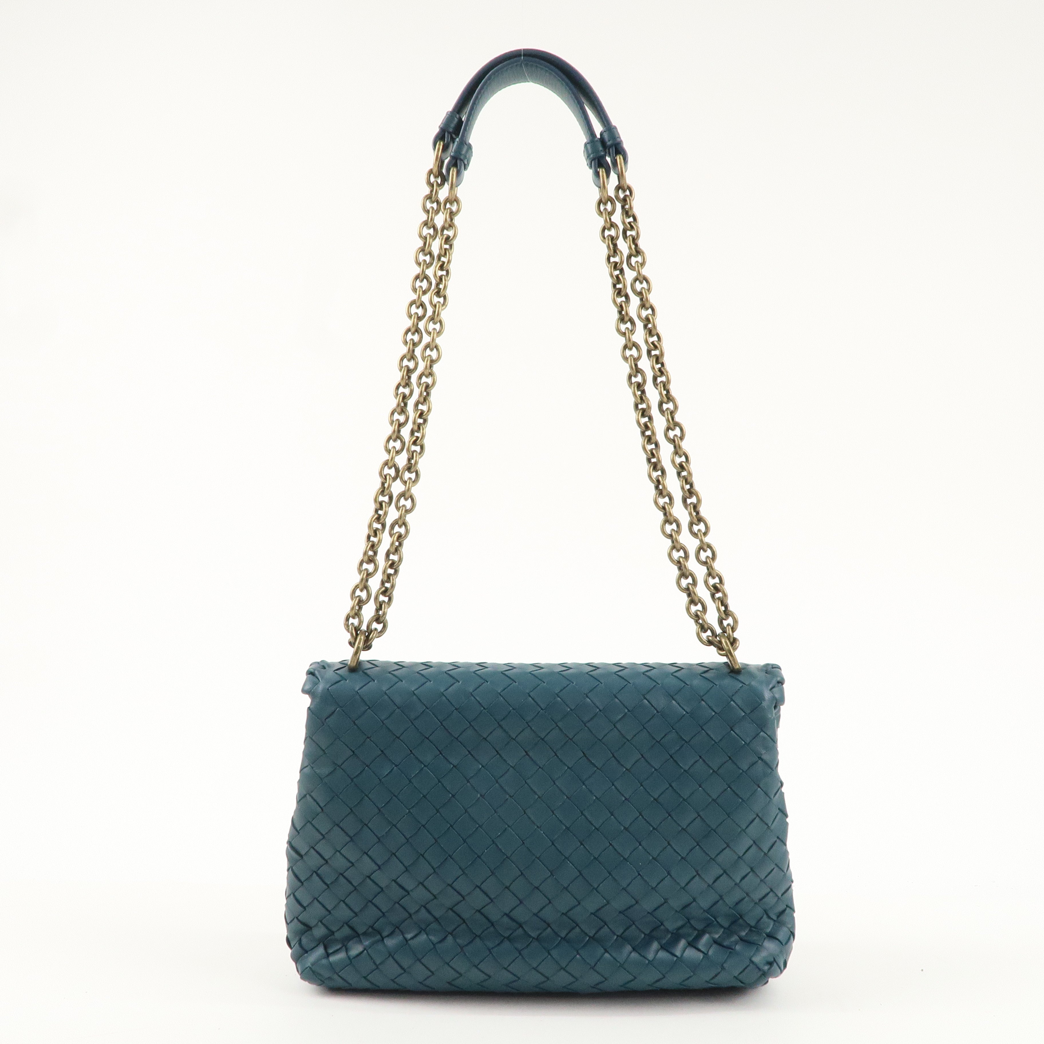 BOTTEGA VENETA Intrecciato Leather Chain Shoulder Bag Green