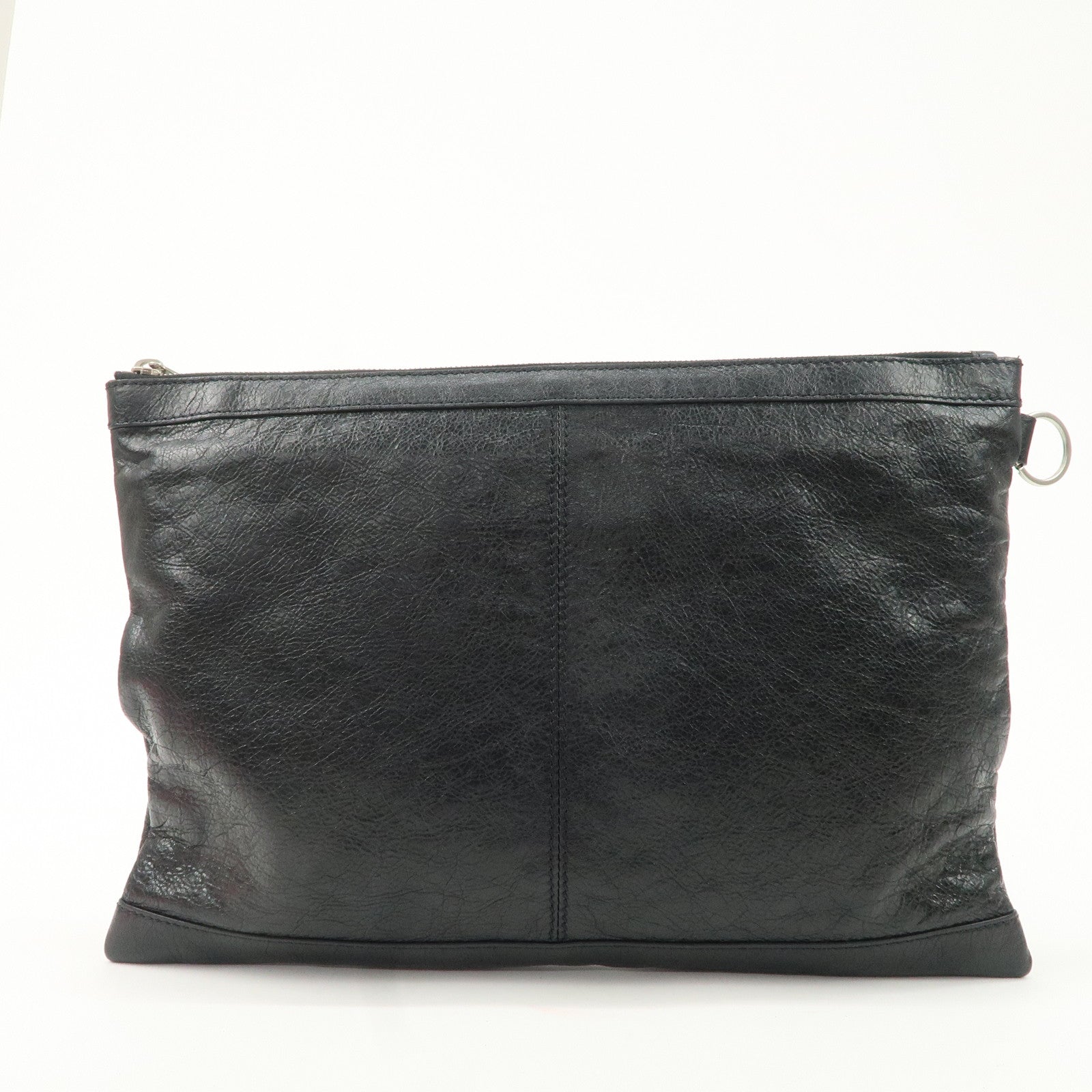 BALENCIAGA Leather Classic Clip L Clutch Bag Black 273023